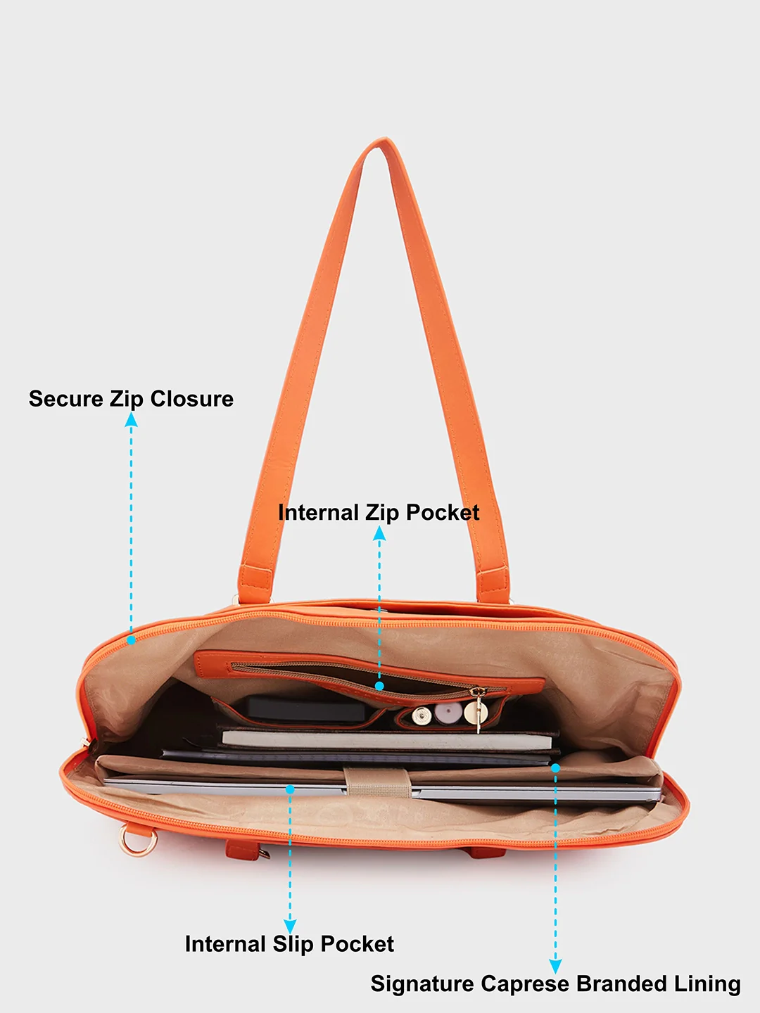 Caprese Rima Medium Orange Laptop Bag - Image 7