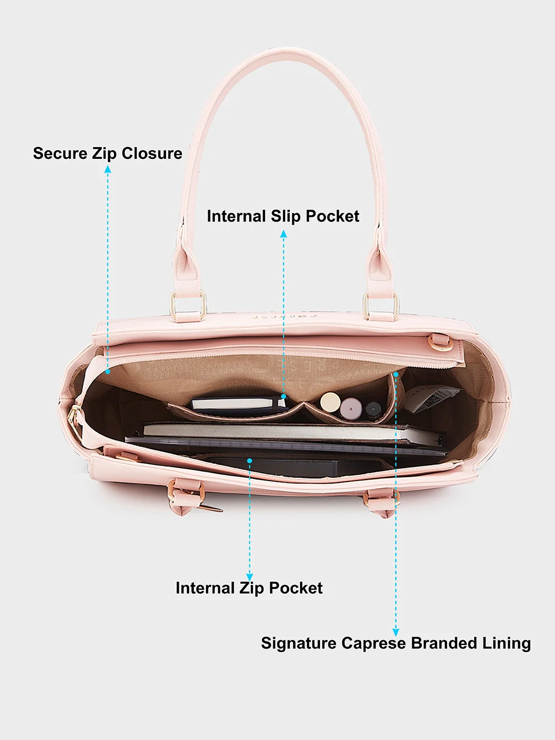 Caprese Rima Medium Pink Tote Bag - Image 9