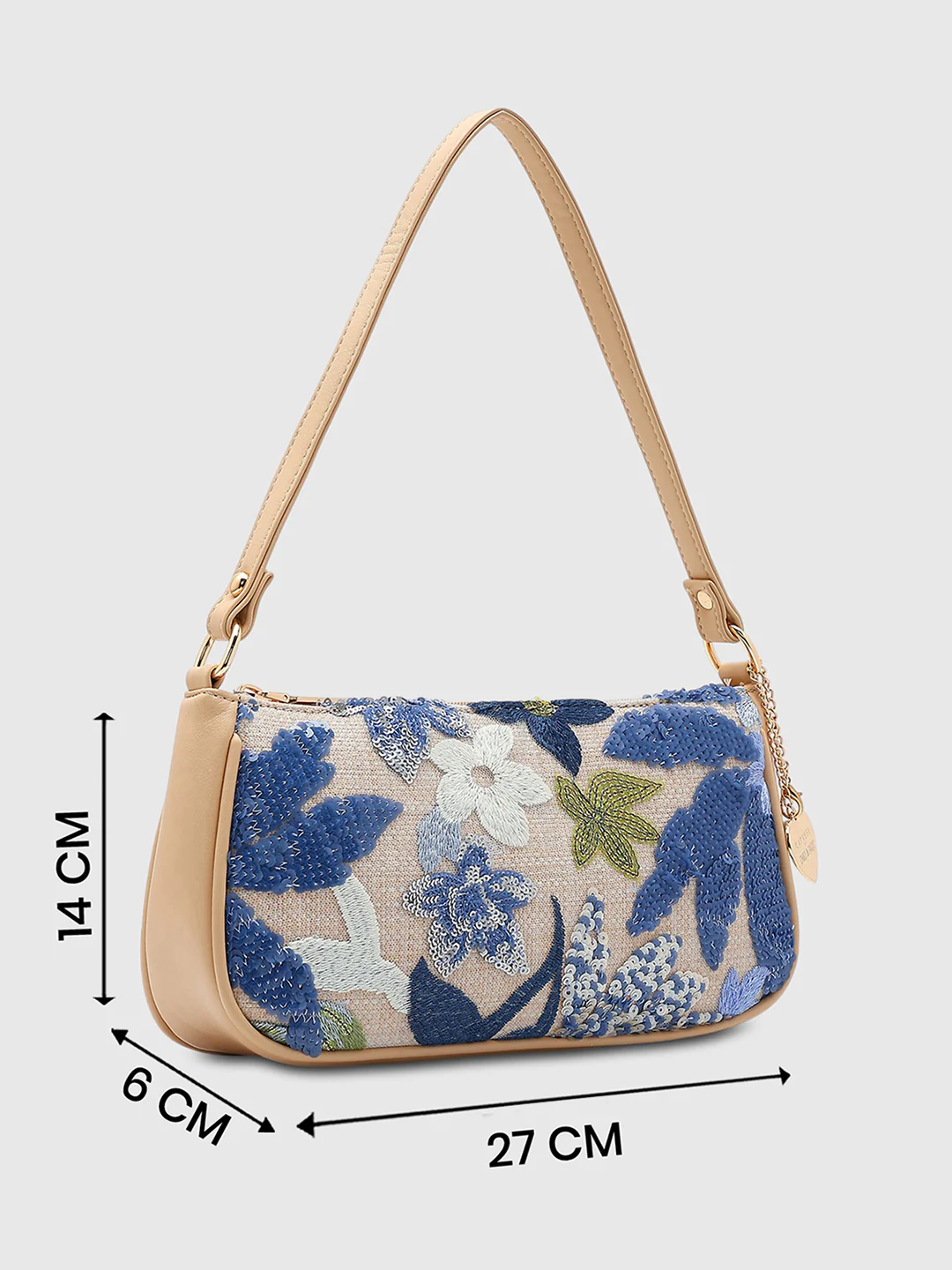 Caprese Riyo Medium Blue Baguette Bag - Image 8