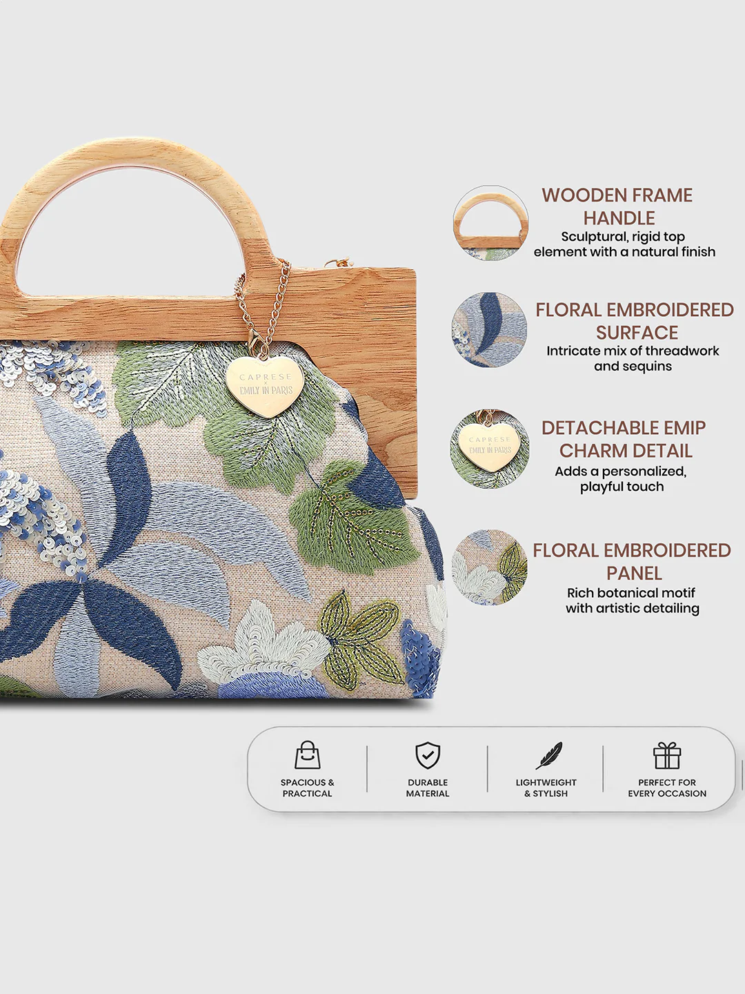 Caprese Riyo Medium Blue Clutch Bag - Image 3