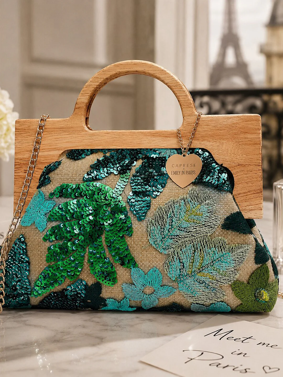 Caprese Riyo Medium Green Clutch Bag - Image 2