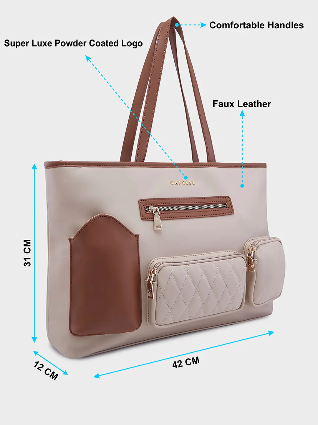 Caprese Roberta Large Beige Tote Bag - Image 7