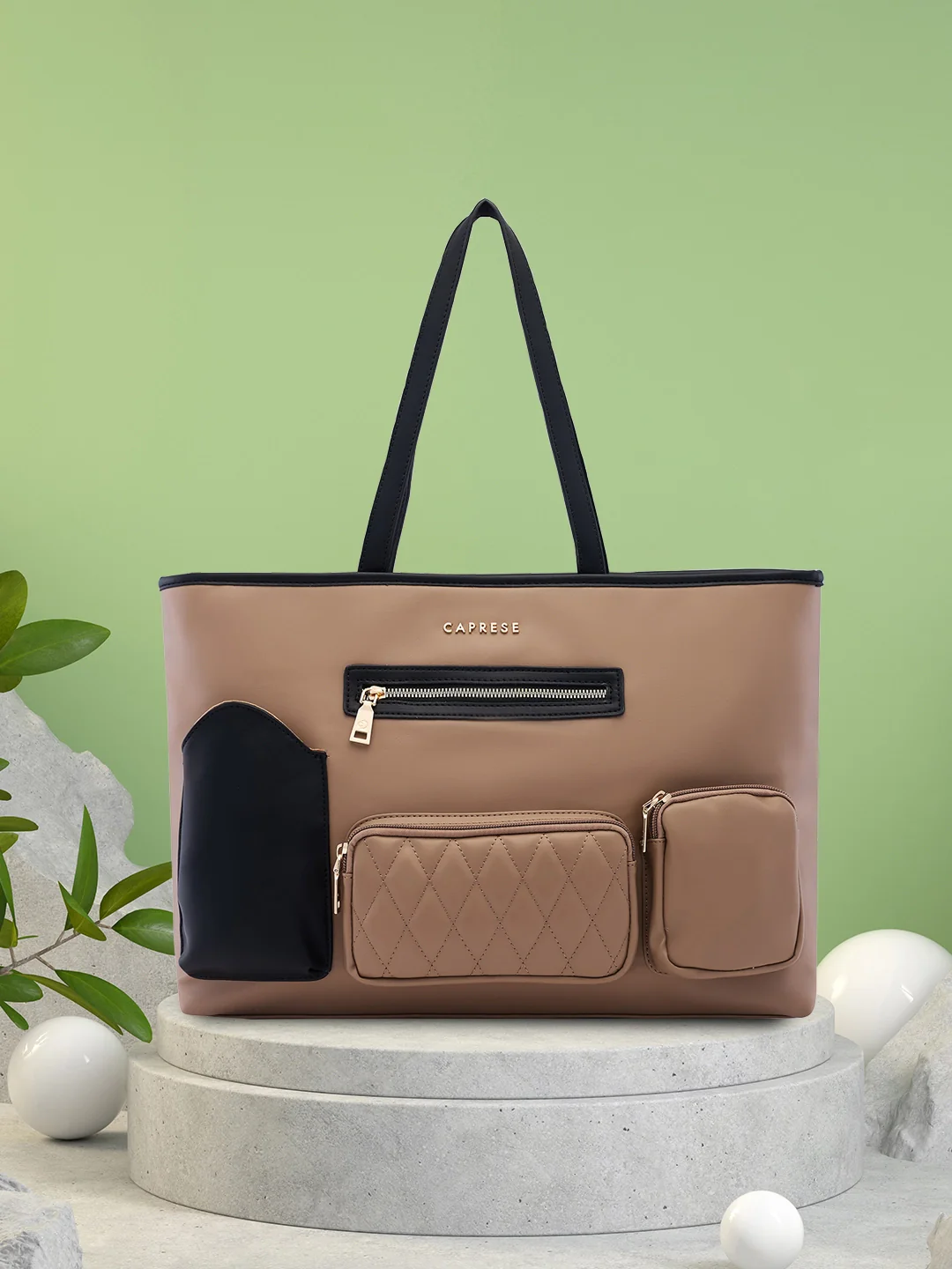 Caprese Roberta Large Taupe Tote Bag - Image 3