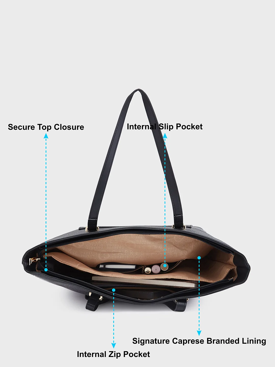 Caprese Roima Large Black Tote Bag - Image 7
