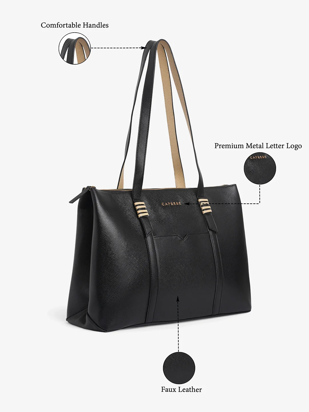 Caprese Roma Medium Black Tote Bag - Image 6