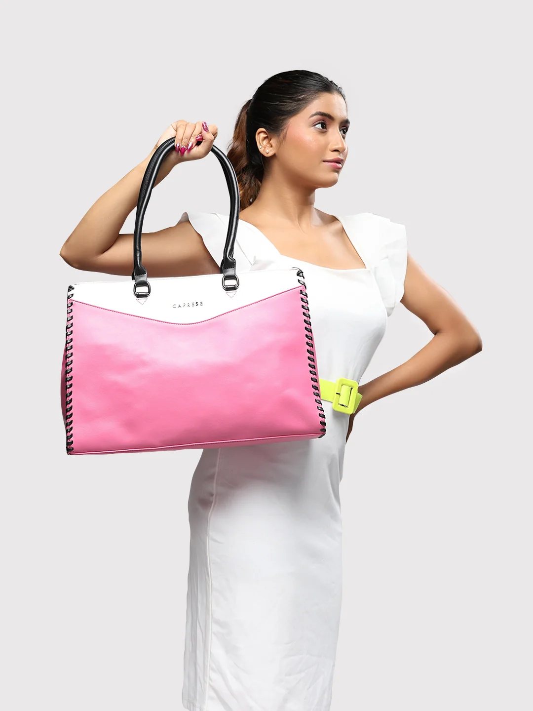 Caprese Rome Large Flamingo Laptop Satchel Bag - Image 9