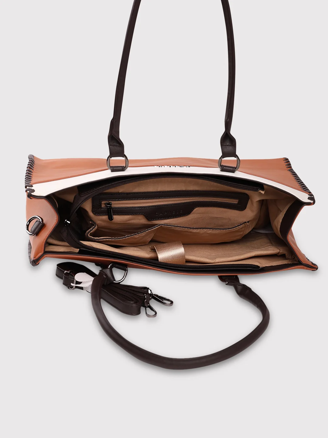 Caprese Rome Large Tan Laptop Satchel Bag - Image 8