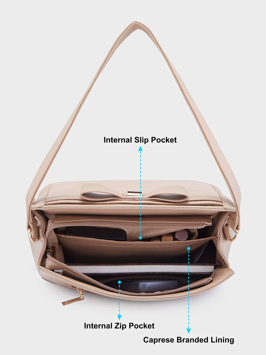Caprese Romita Medium Beige Hobo Bag - Image 7