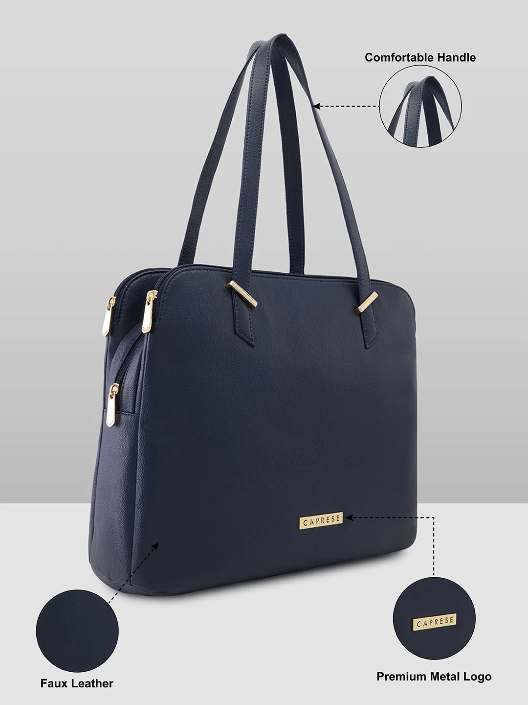 Caprese Rooky Large Navy Satchel Bag - Image 6