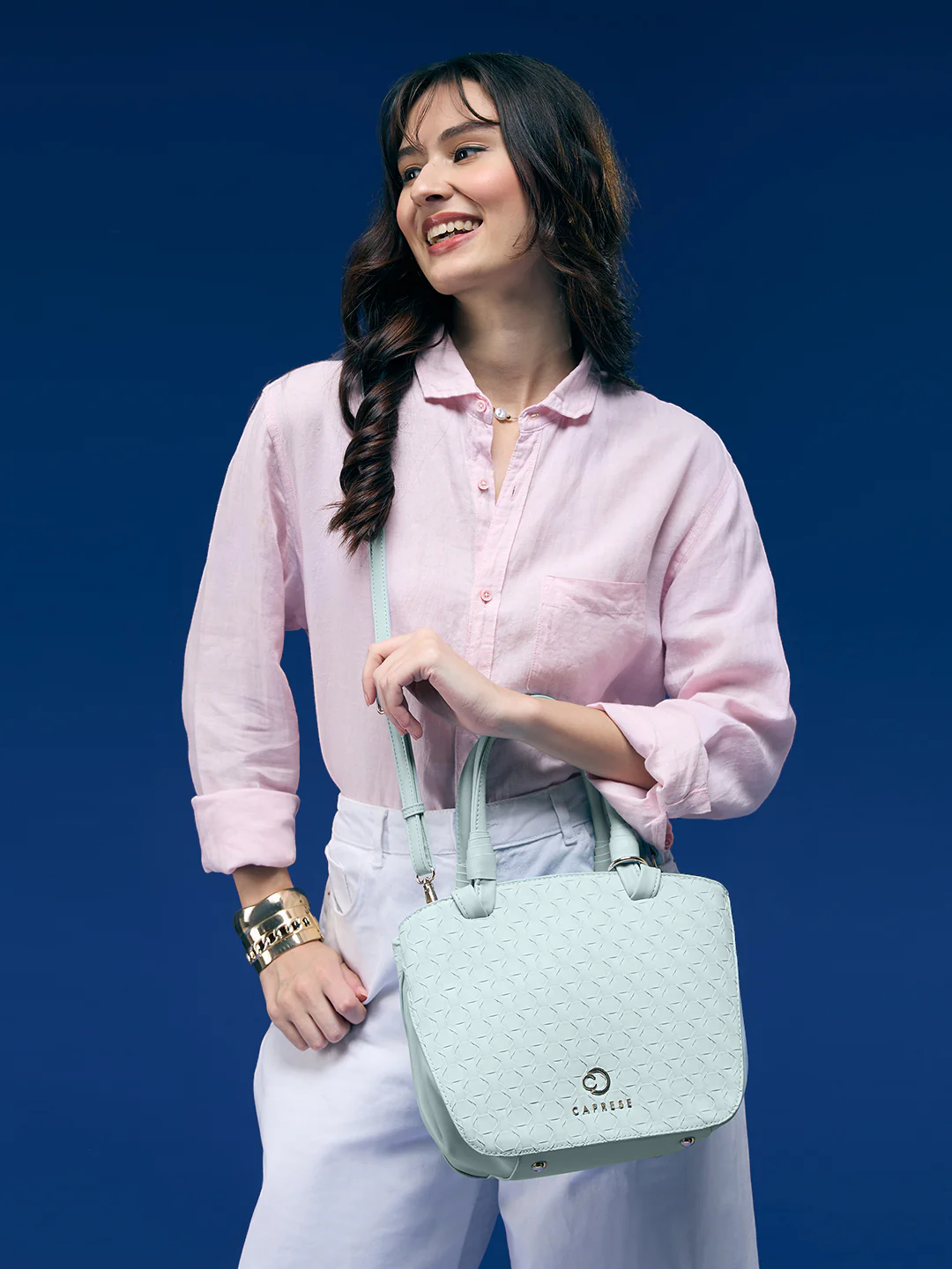 Caprese Rosa Medium Blue Satchel Bag - Image 2