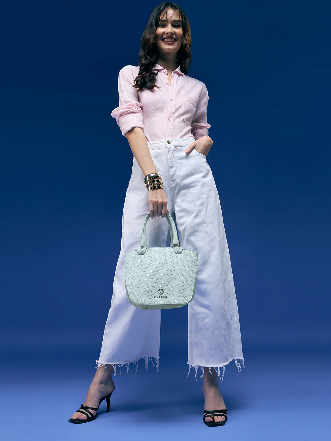 Caprese Rosa Medium Blue Satchel Bag - Image 8