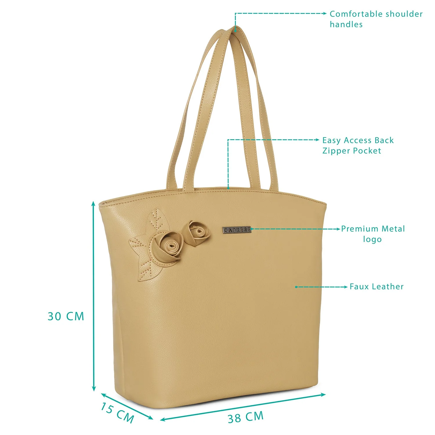 Caprese Rosamund Large Beige Satchel Bag - Image 3