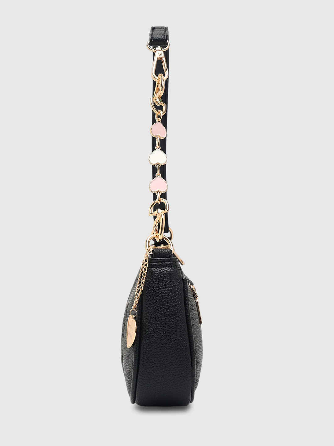 Caprese Rose Medium Black Baguette Bag - Image 7