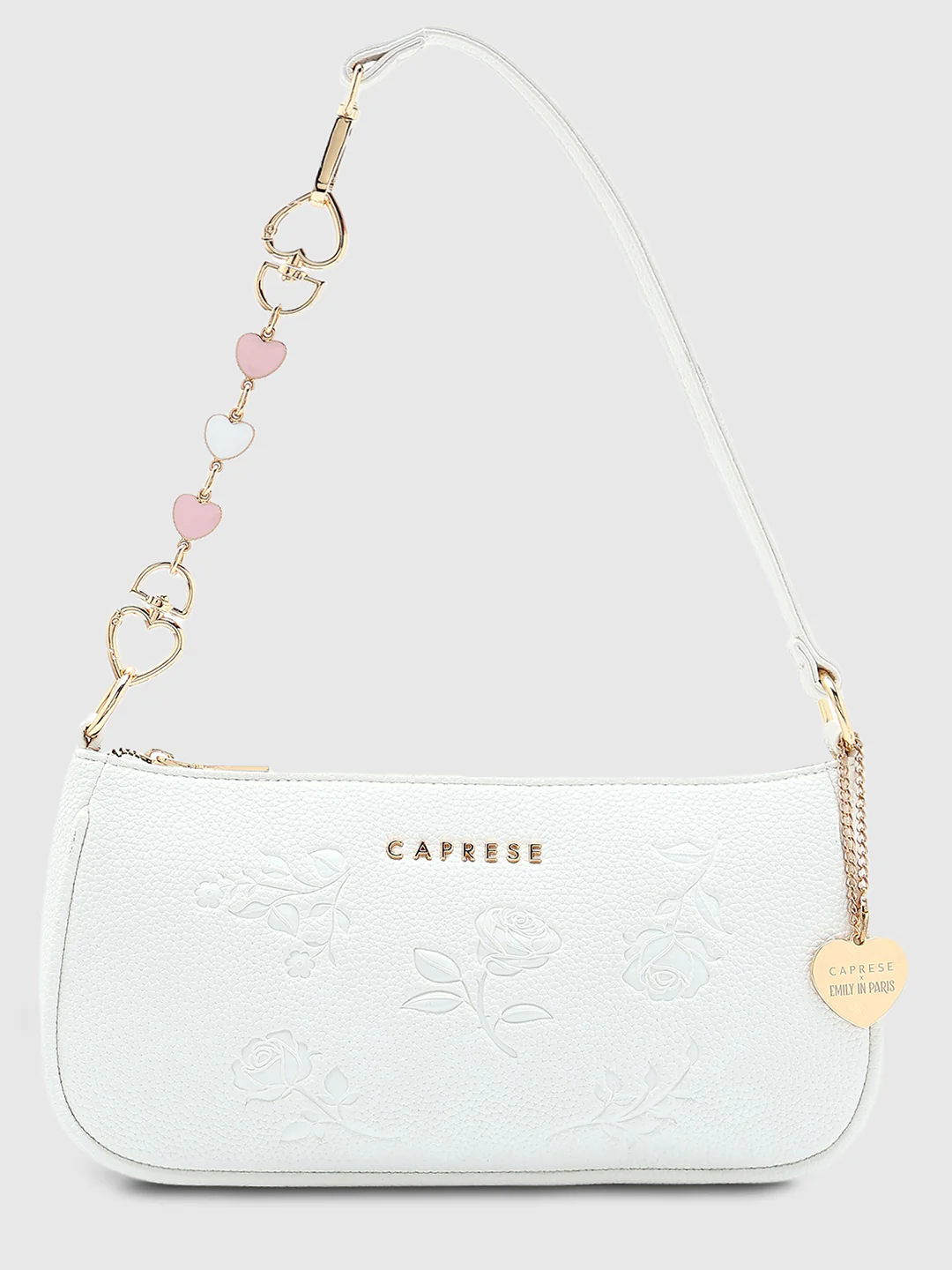 Caprese Rose Medium White Baguette Bag - Image 11