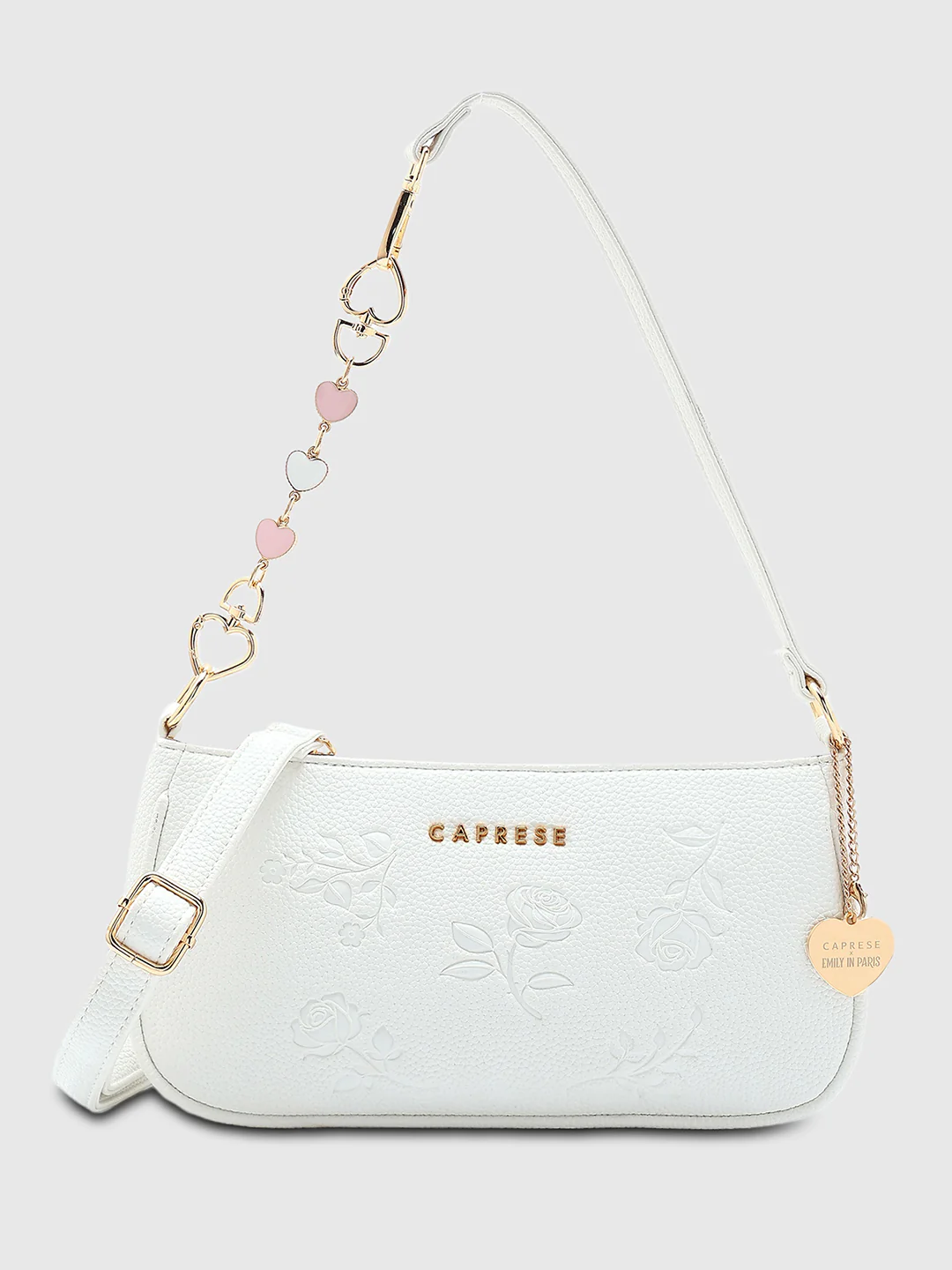 Caprese Rose Medium White Baguette Bag - Image 12