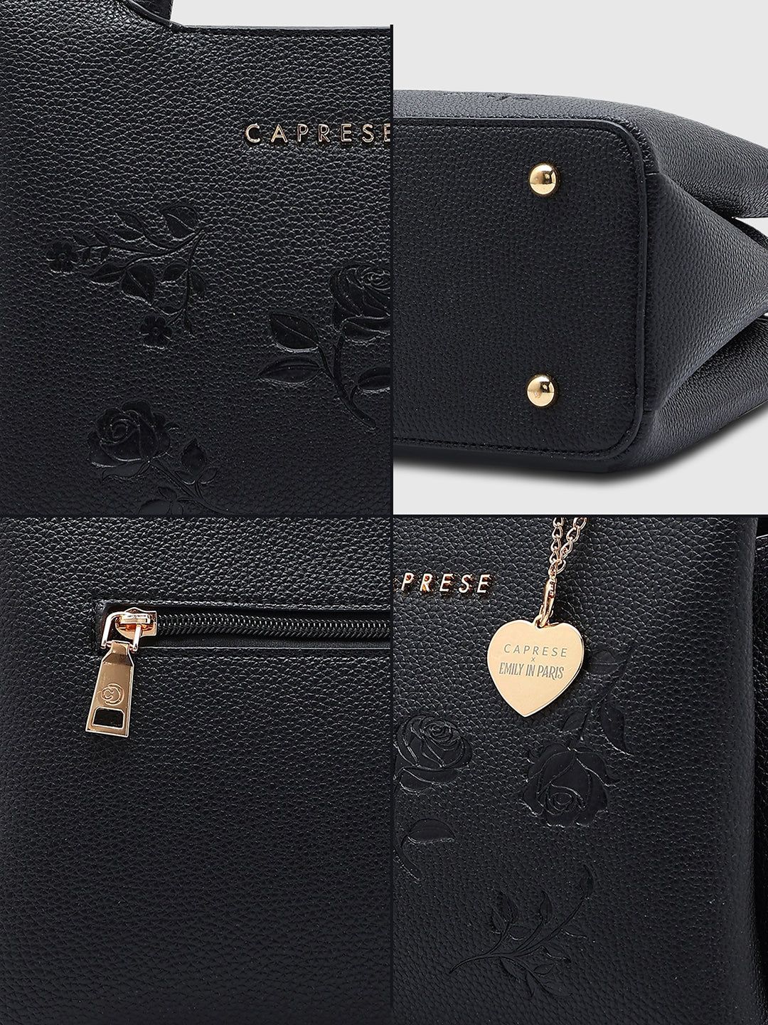 Caprese Rose Small Black Satchel Bag - Image 9
