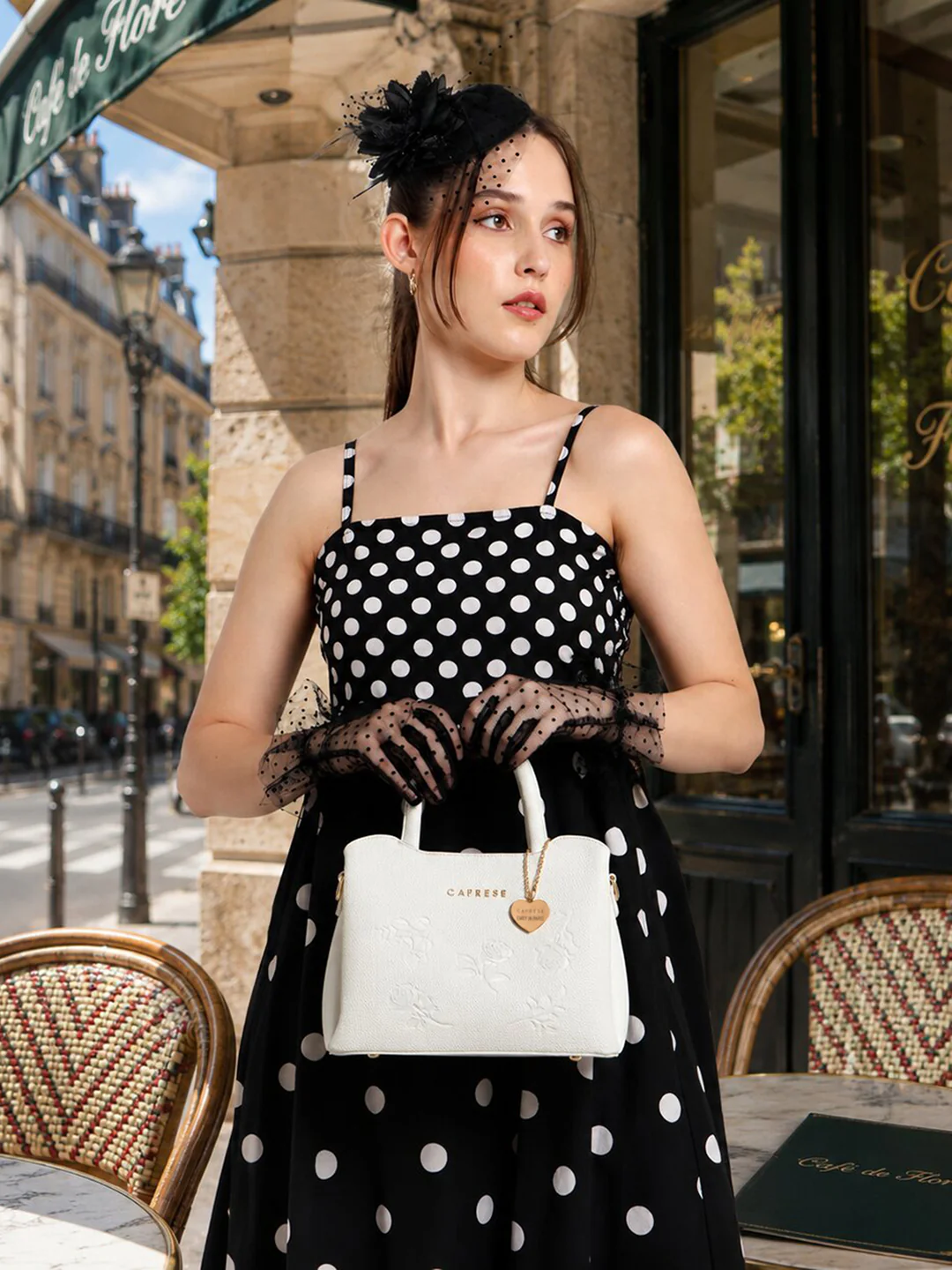 Caprese Rose Small White Satchel Bag