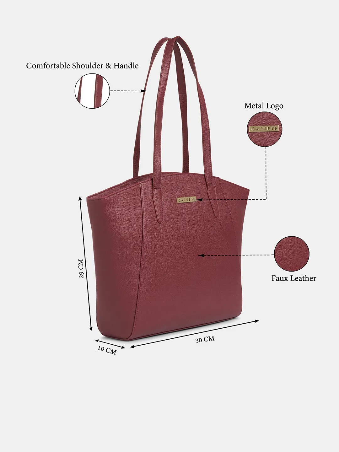Caprese Ruby Large Cherry Red Tote Bag - Image 3