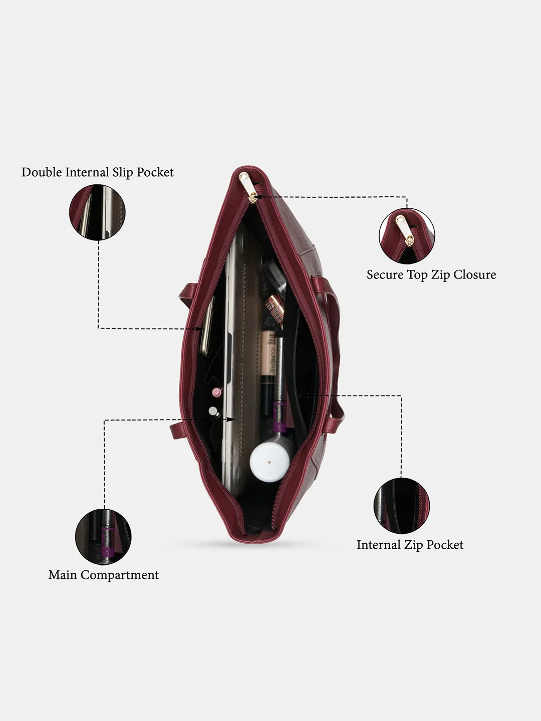 Caprese Ruby Large Cherry Red Tote Bag - Image 4