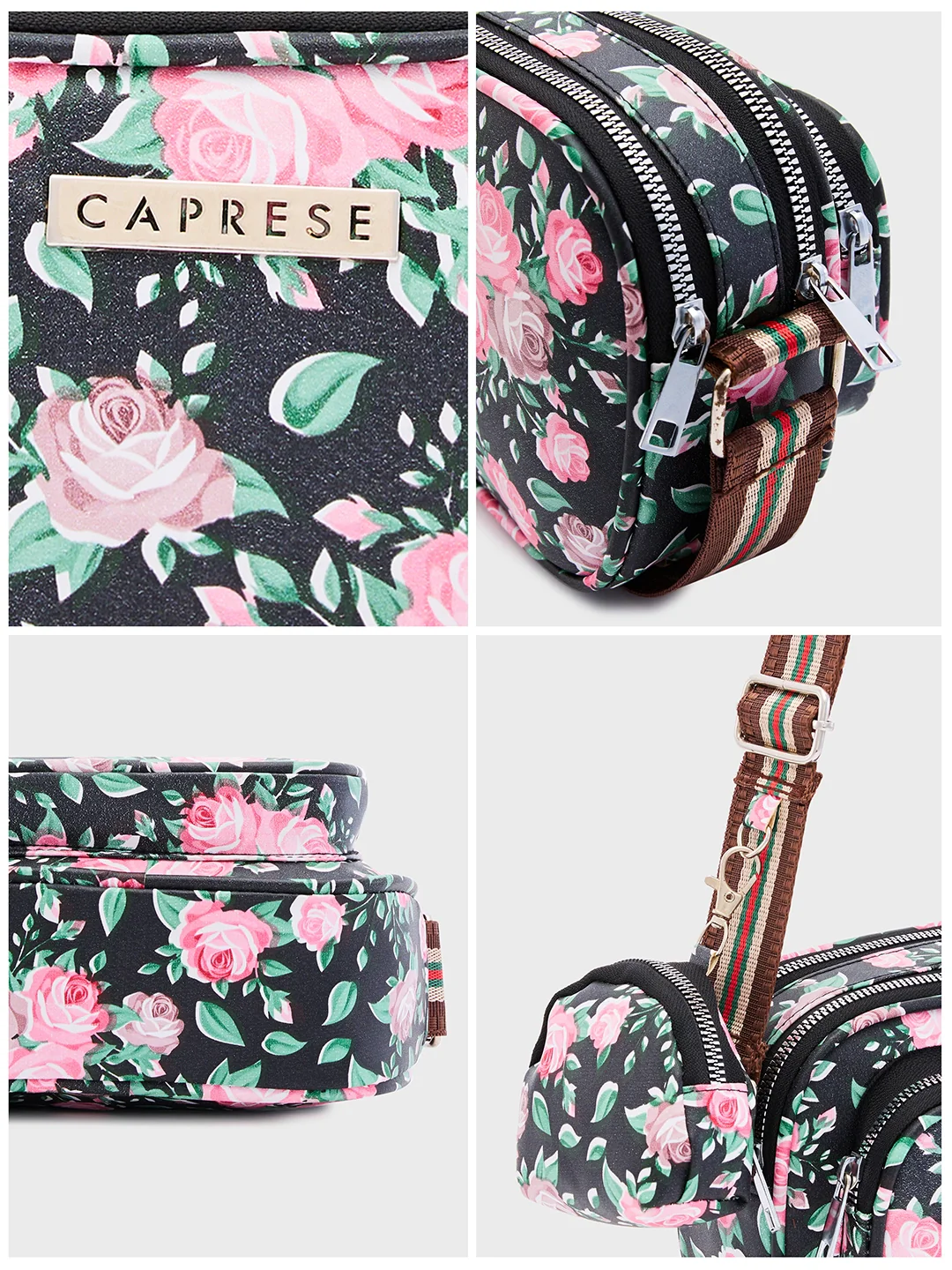 Caprese Ryko Medium Black Sling Bag - Image 3