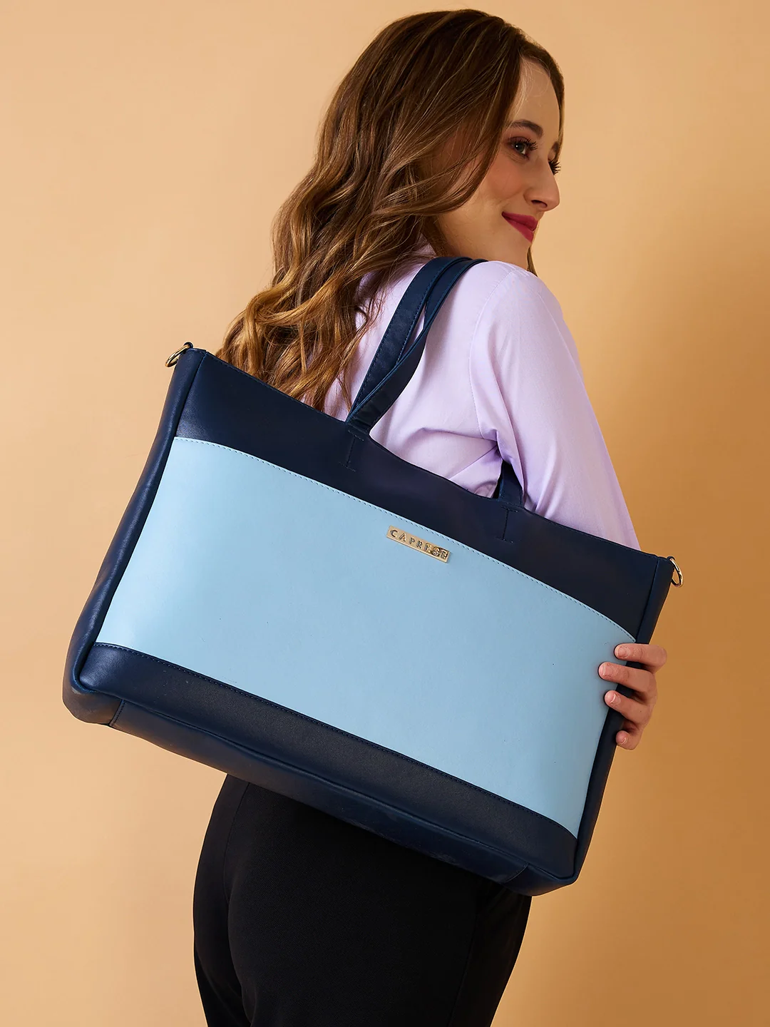 Caprese Ryma Large Navy Laptop Bag - Image 2