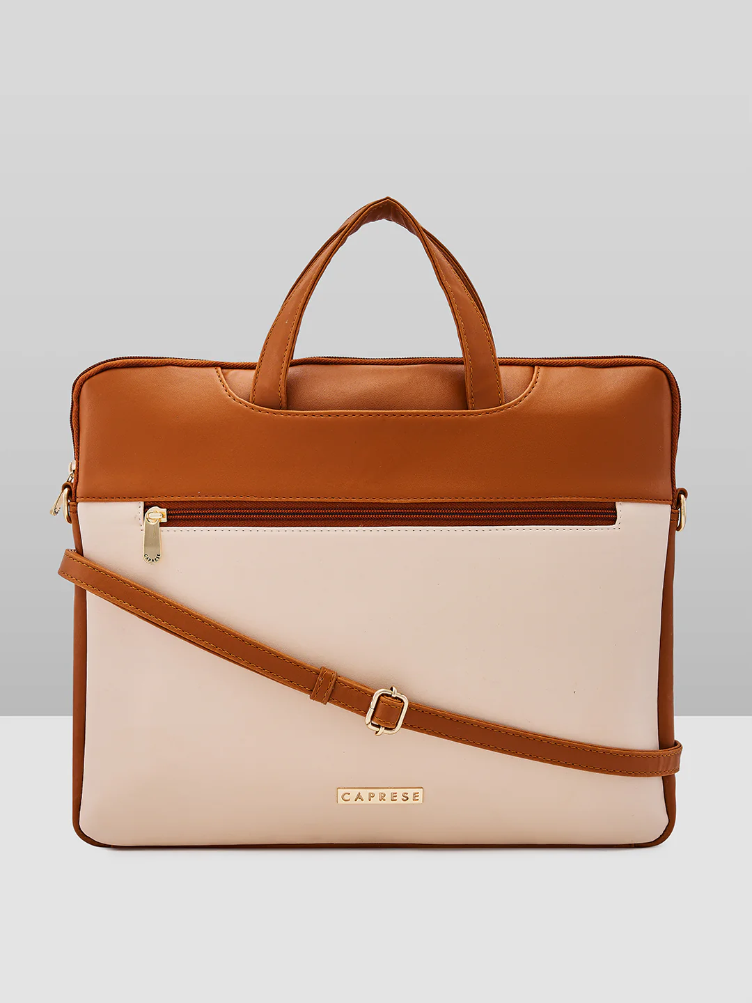 Caprese Ryma Medium Tan & Beige Laptop Bag Bag - Image 13