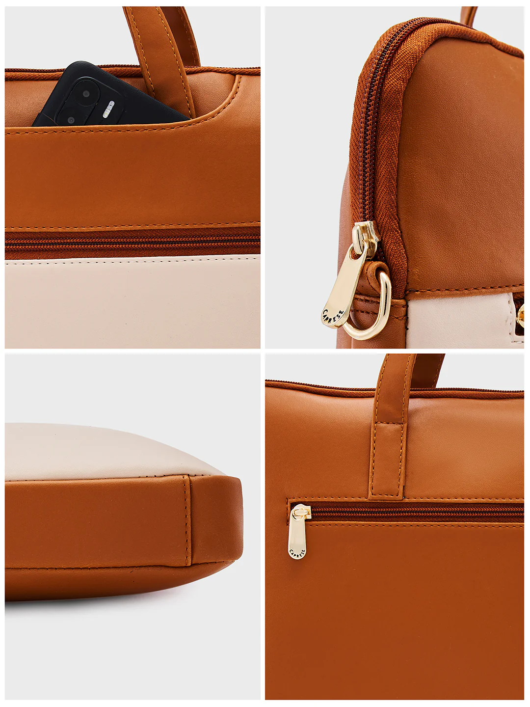 Caprese Ryma Medium Tan & Beige Laptop Bag Bag - Image 14