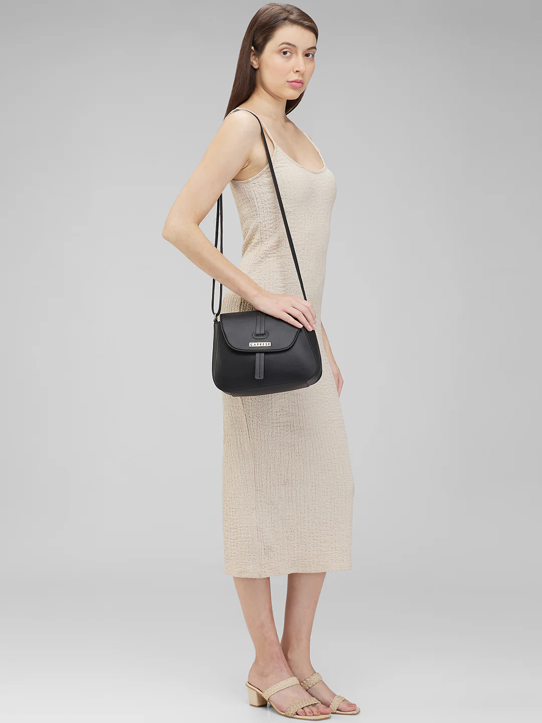 Caprese Sabeera Small Black Sling Bag - Image 7