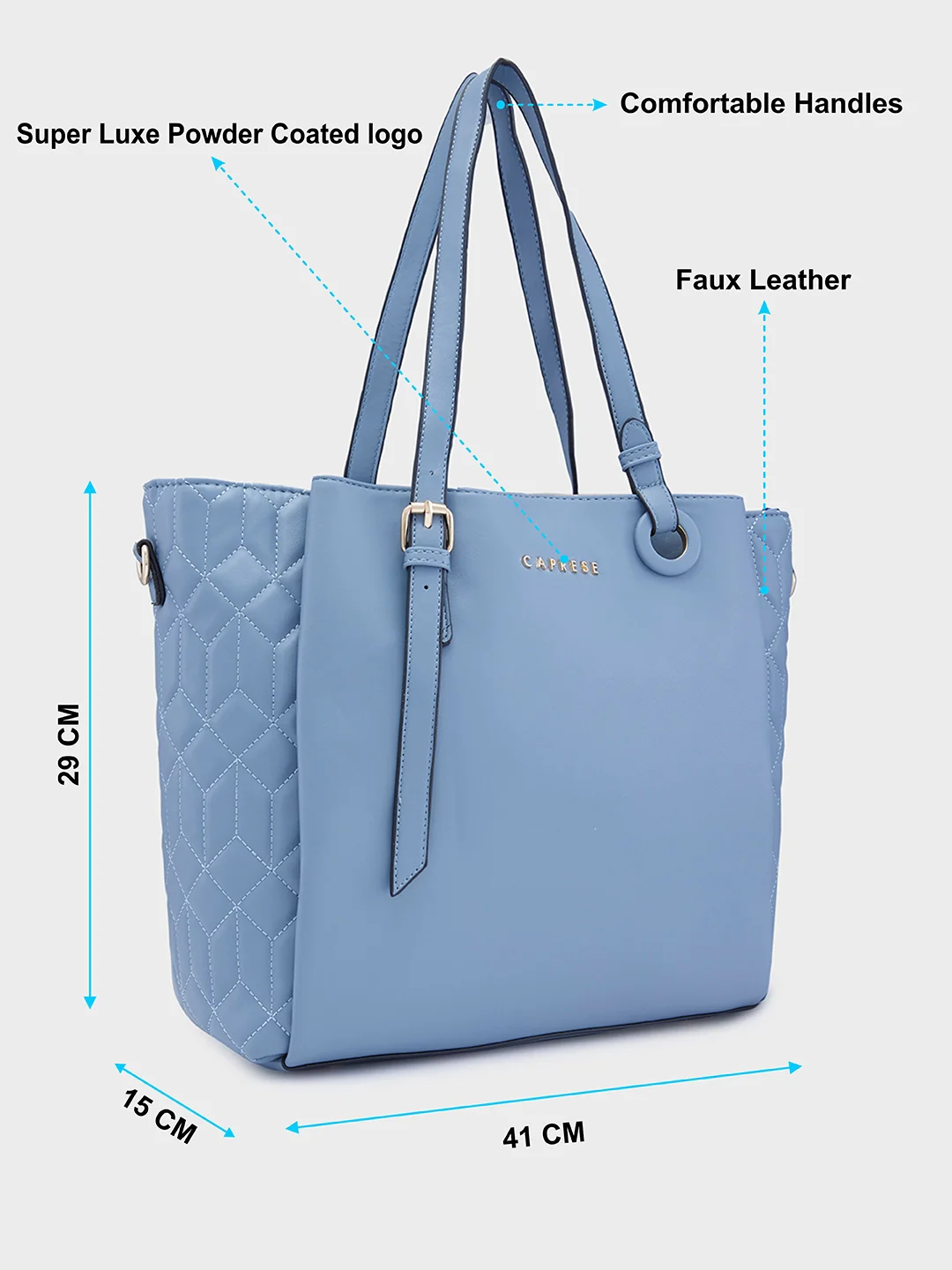 Caprese Sabrina Large Powder Blue Tote Bag - Image 9