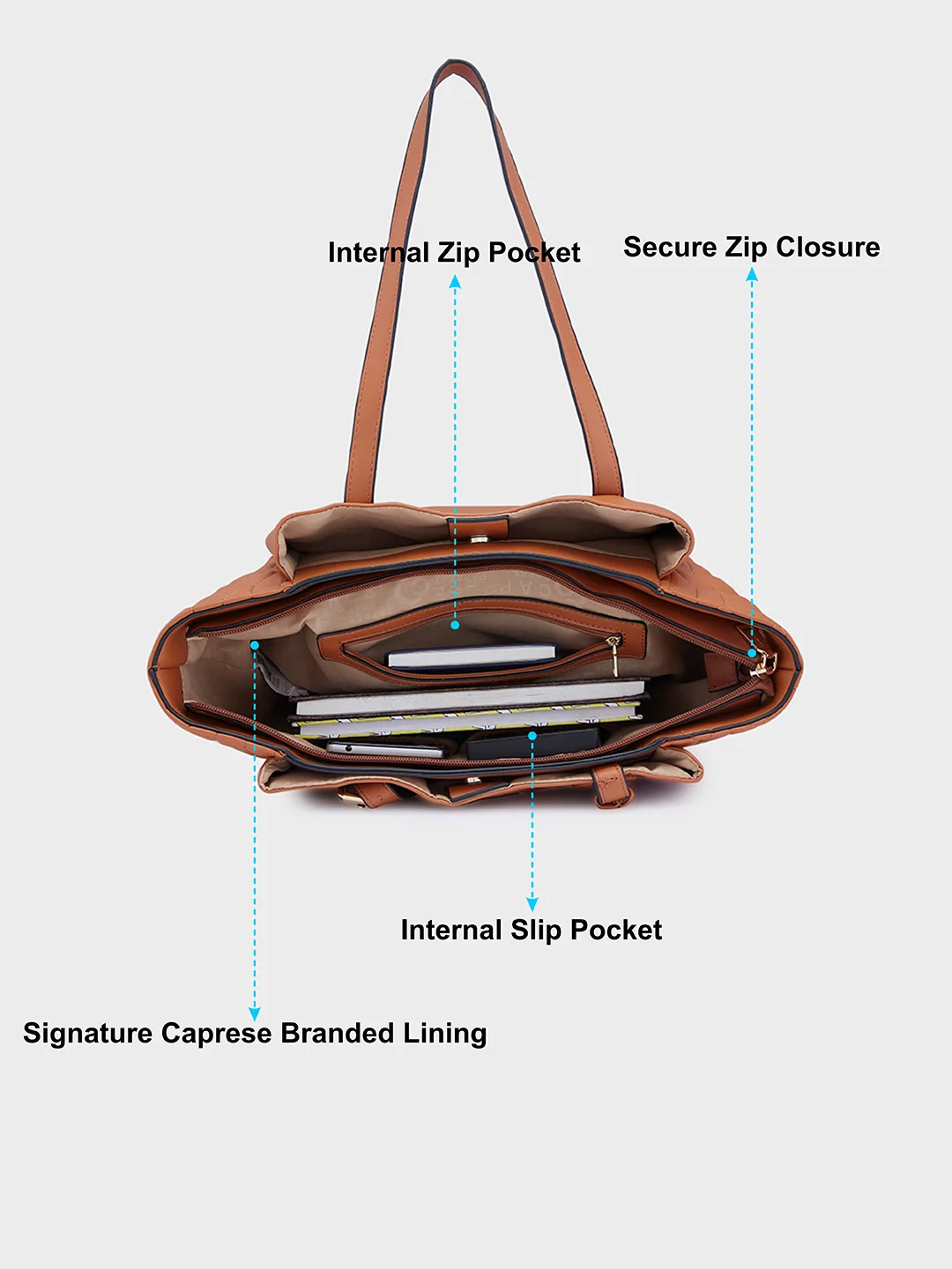 Caprese Sabrina Large Tan Tote Bag - Image 8