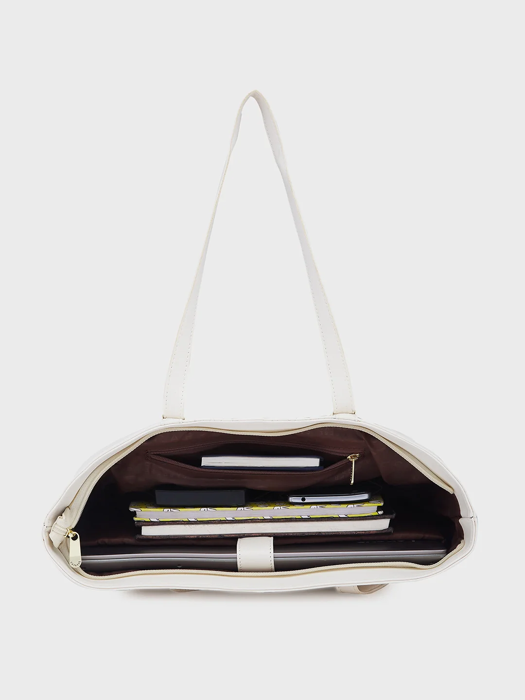 Caprese Sameera Tote Large Off White Laptop Bag - Image 9