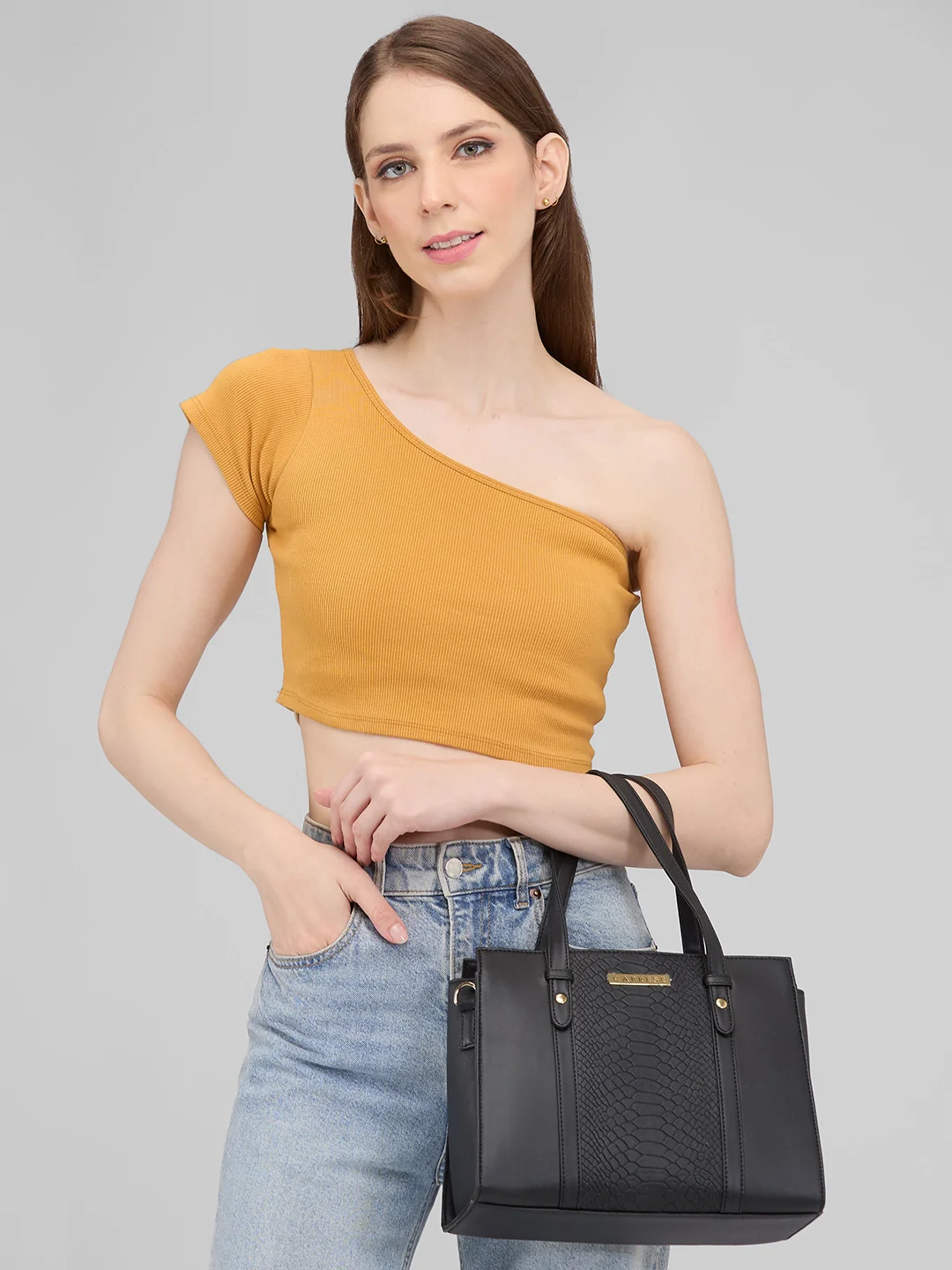 Caprese Sameera Medium Black Satchel Bag - Image 9