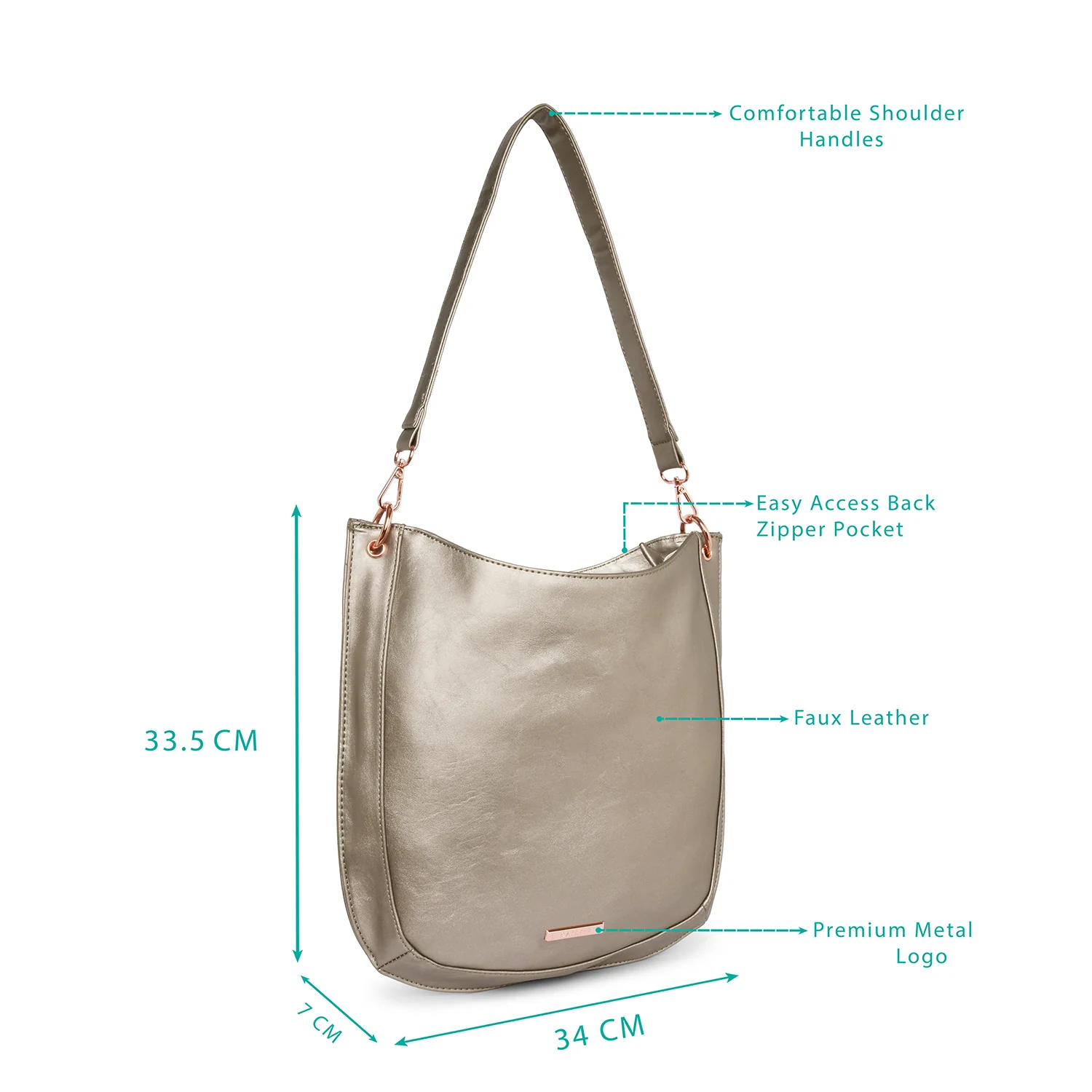 Caprese Sarah Medium Dull Gold Metallic Crossbody Bag - Image 2