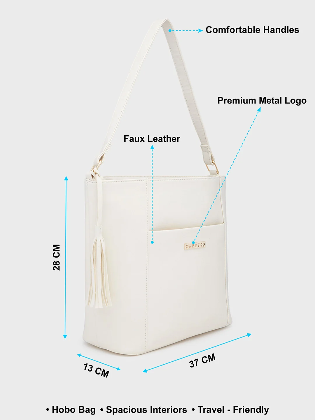 Caprese Sari Medium Off White Hobo Bag - Image 7