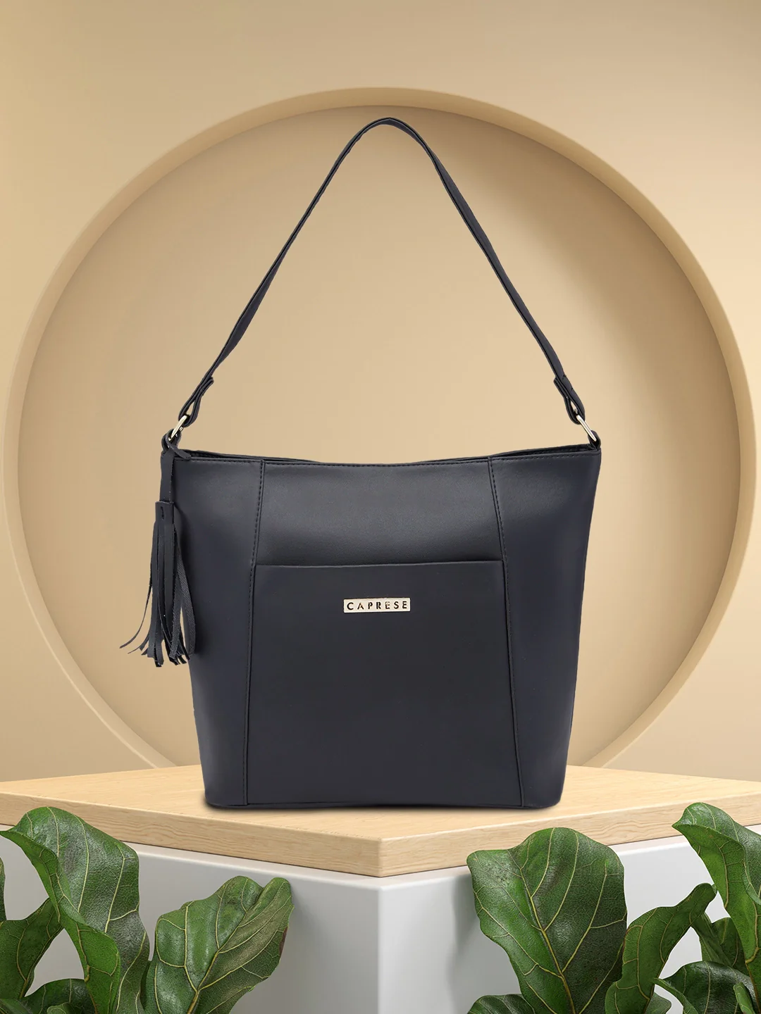 Caprese Sari Medium Black Hobo Bag