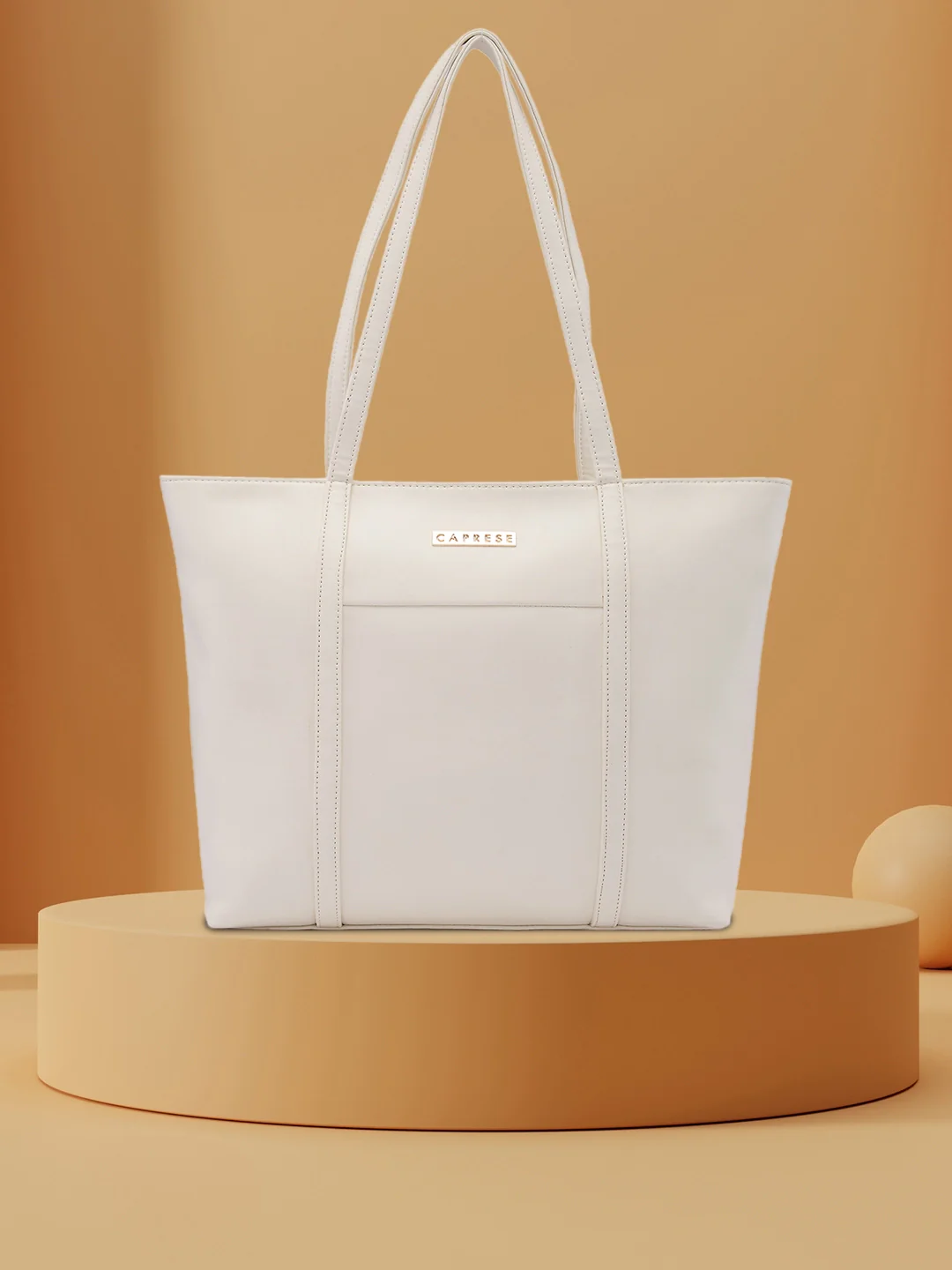 Caprese Sari Medium White Tote Bag