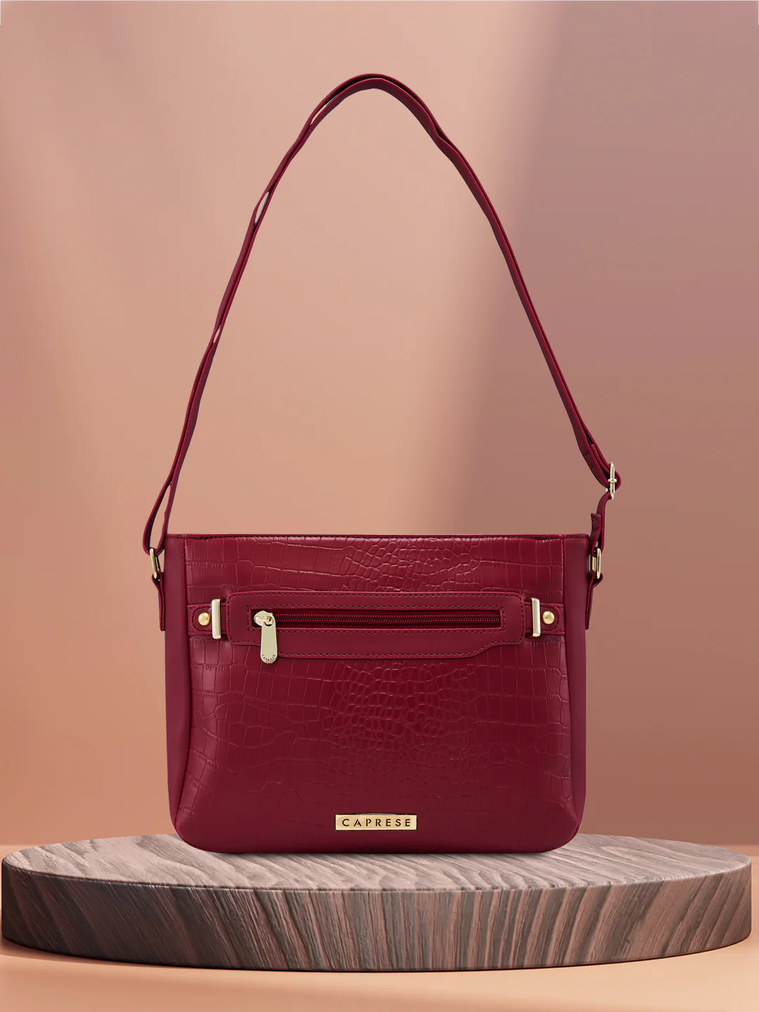 Caprese Savina Medium Maroon Sling Bag - Image 13
