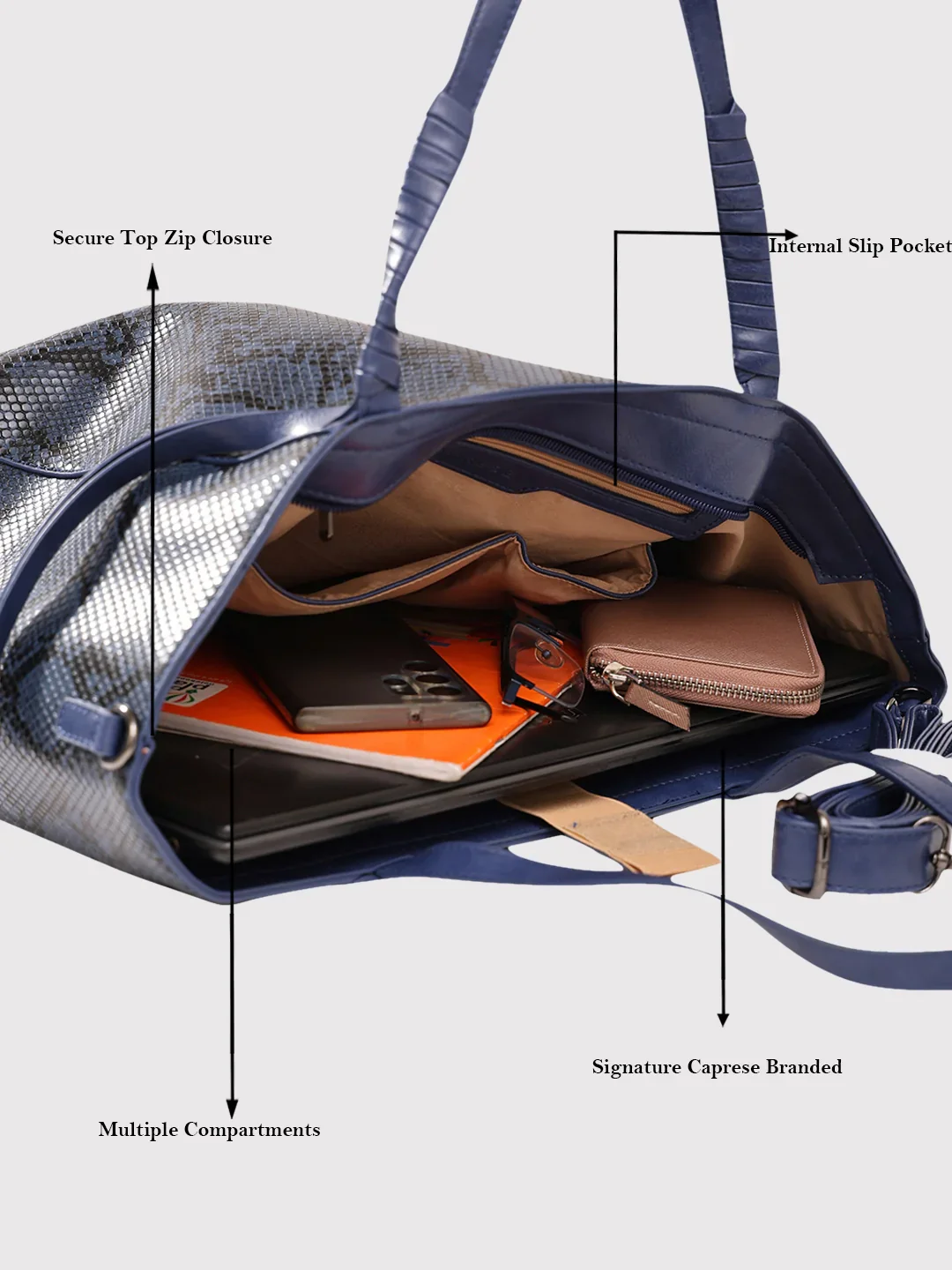 Caprese Saylor Large Blue Laptop Tote - Image 7