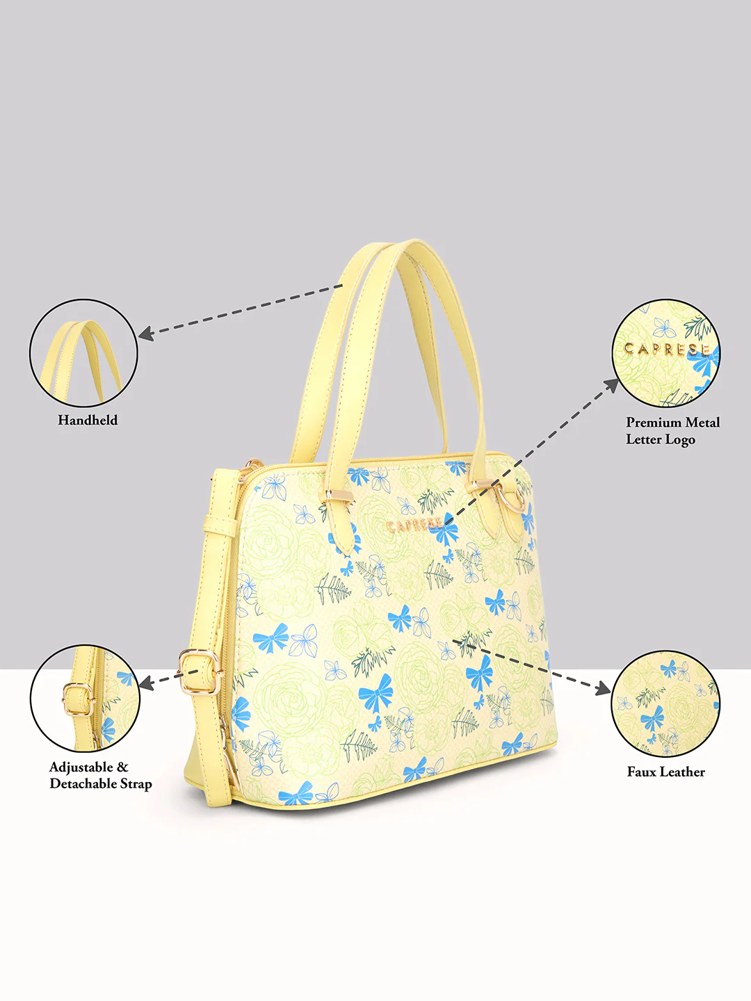 Caprese Scarlet Small Butter Yellow Satchel Bag - Image 3