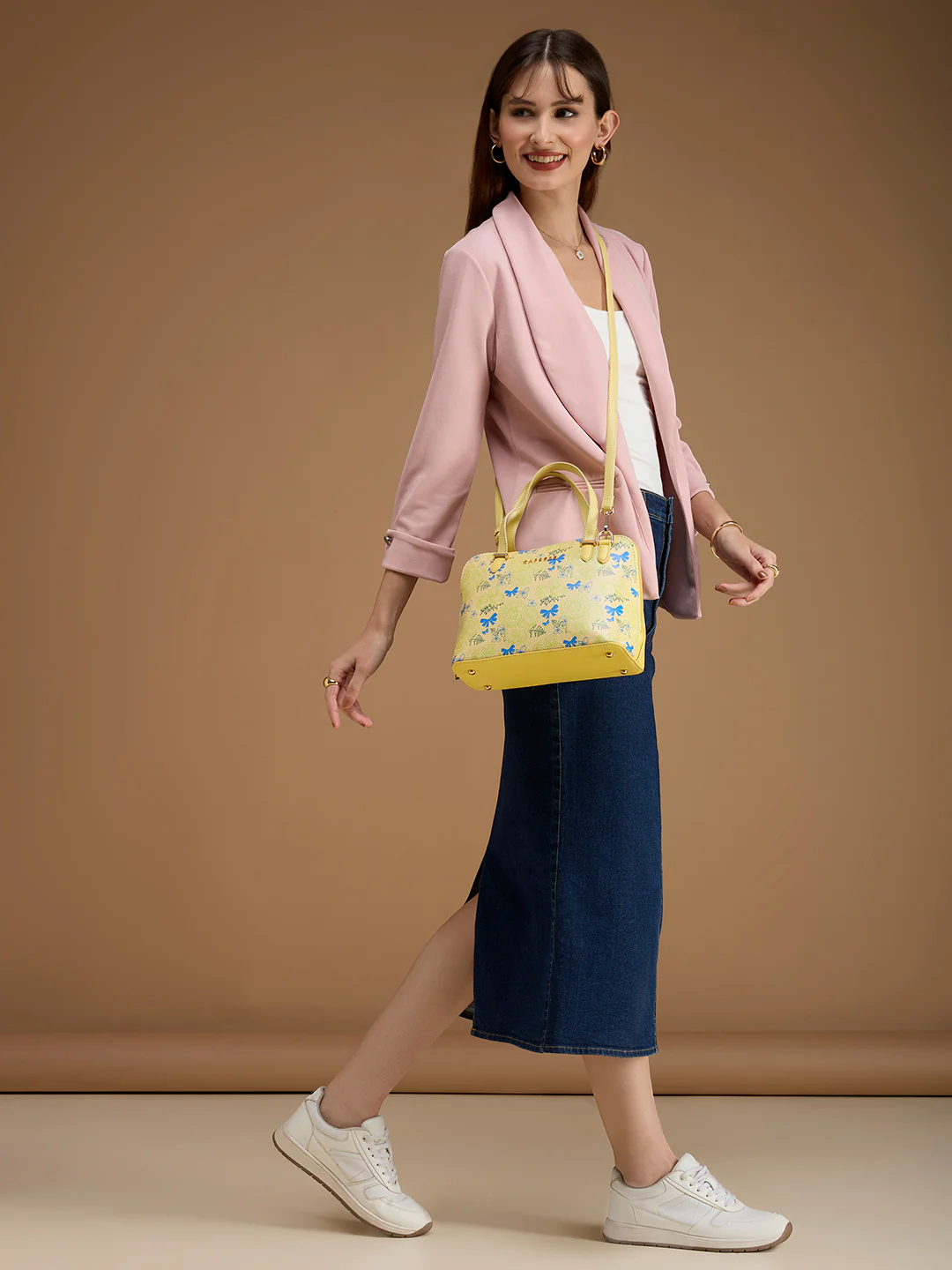 Caprese Scarlet Small Butter Yellow Satchel Bag - Image 9