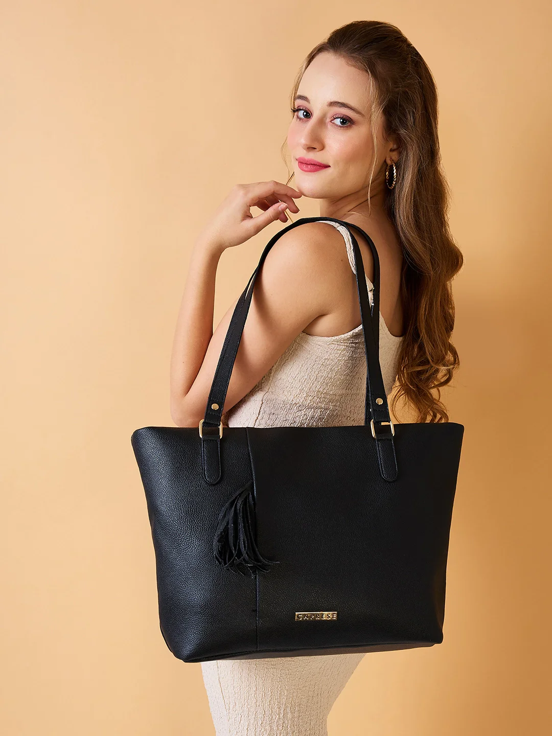 Caprese Scotty Medium Black Tote Bag - Image 11