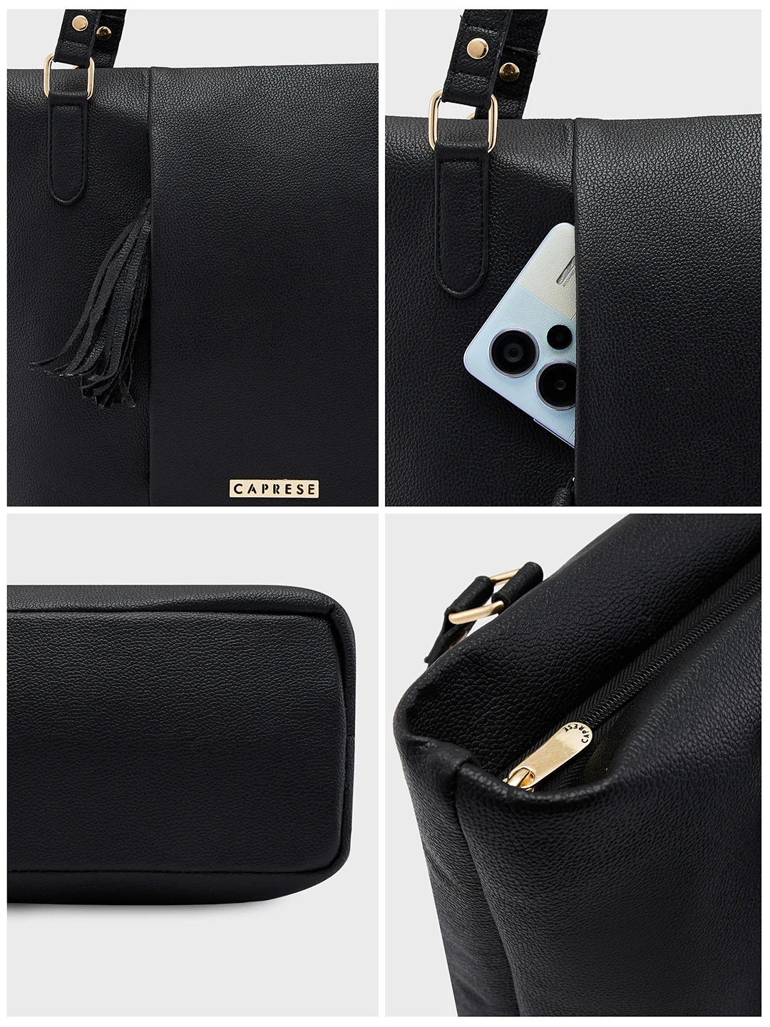 Caprese Scotty Medium Black Tote Bag - Image 13