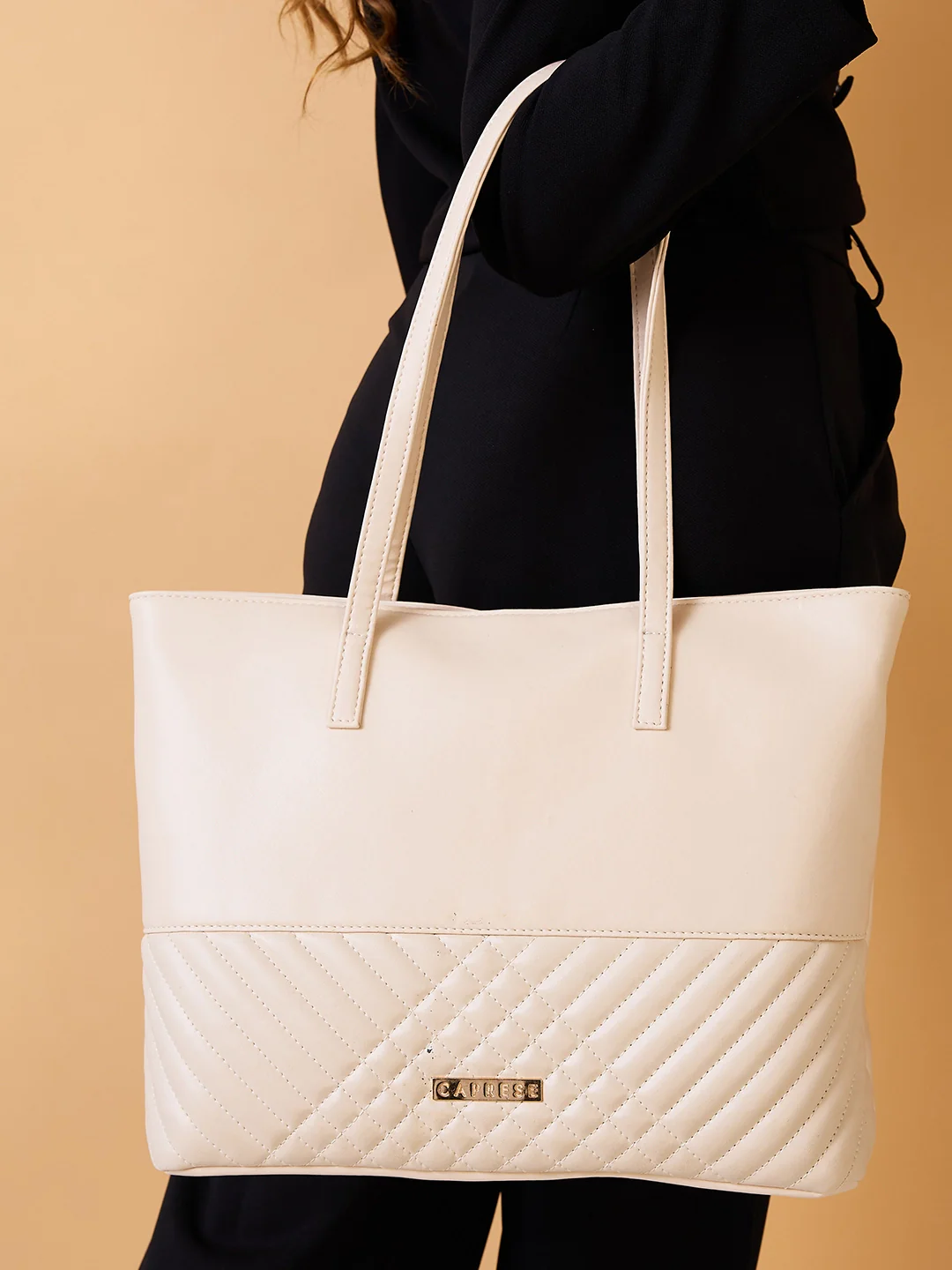 Caprese Serene Medium Off White Tote Bag - Image 10