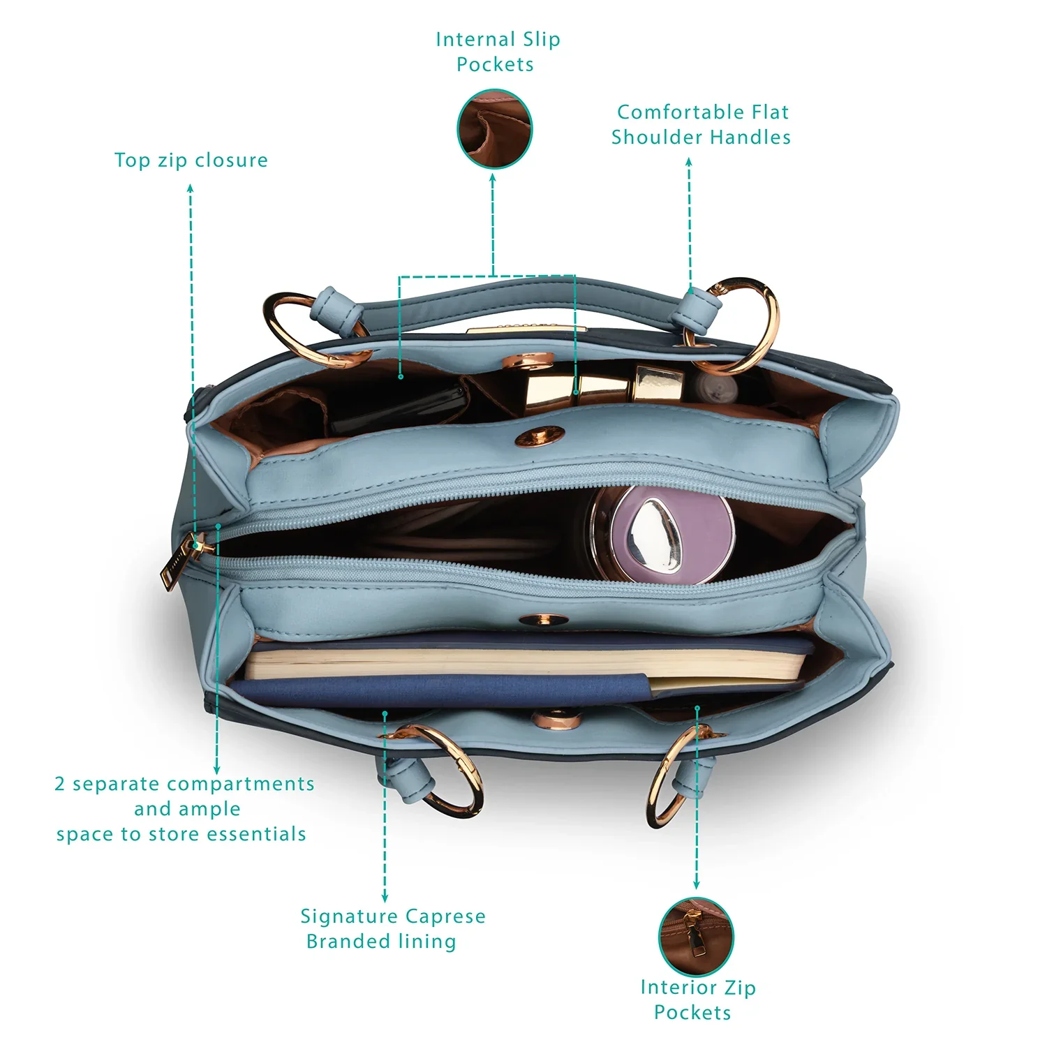 Caprese Seri Small Navy Satchel Bag - Image 3