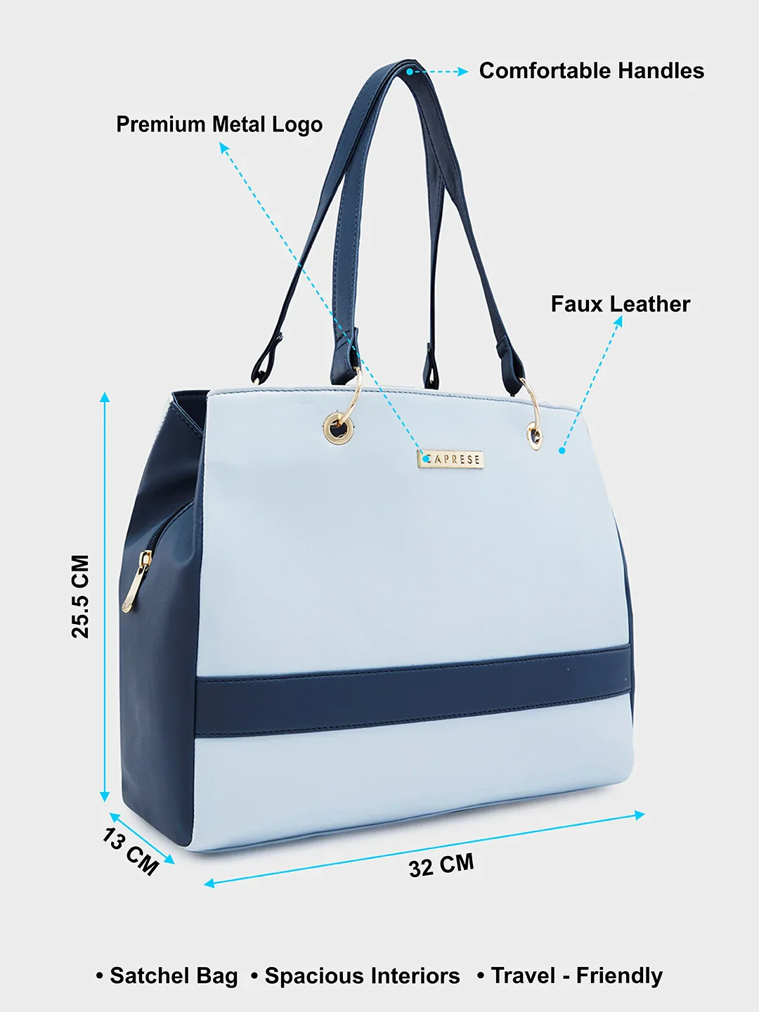 Caprese Seri Small Pale Blue Satchel Bag - Image 5