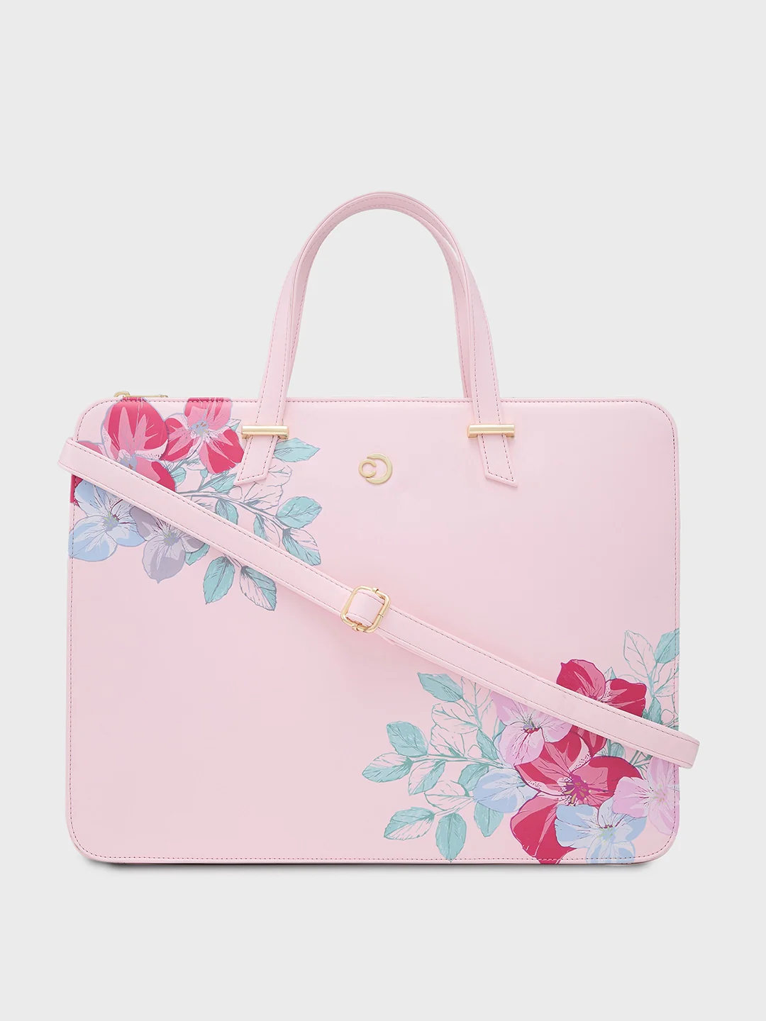 Caprese Shanaya Large Pink Printed Laptop Bag - Image 14