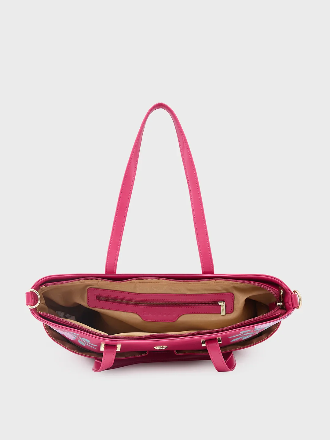 Caprese Shanaya Printed Medium Burgundy Tote Bag - Image 6