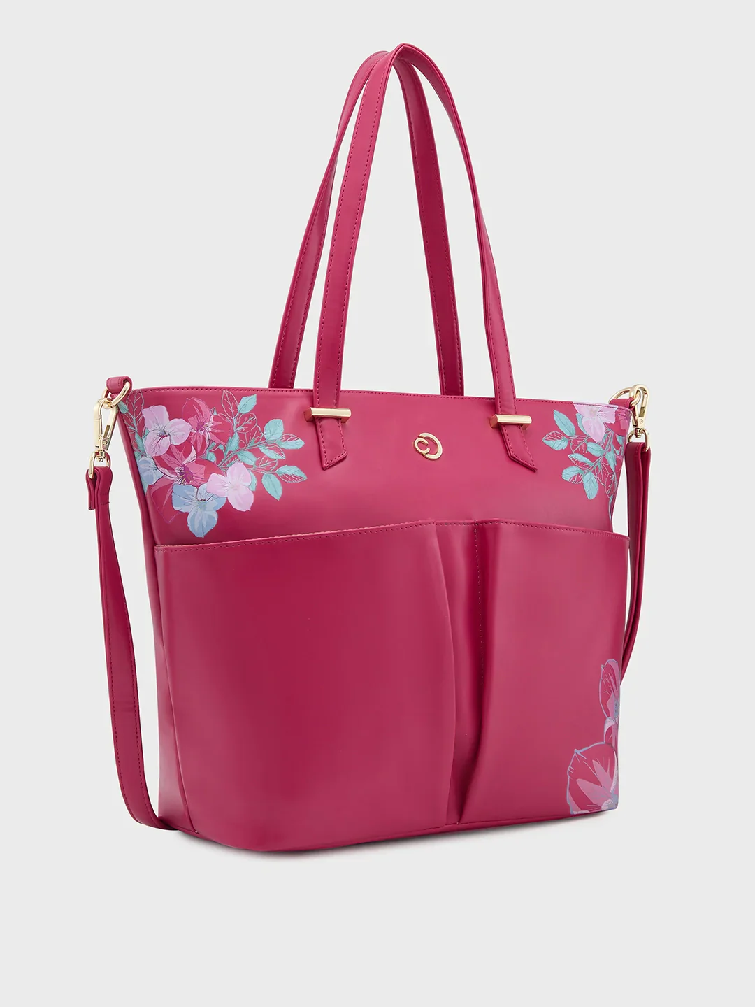 Caprese Shanaya Printed Medium Burgundy Tote Bag - Image 8