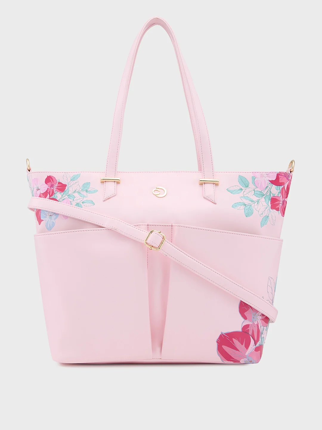 Caprese Shanaya Medium Printed Pink Tote Bag - Image 14
