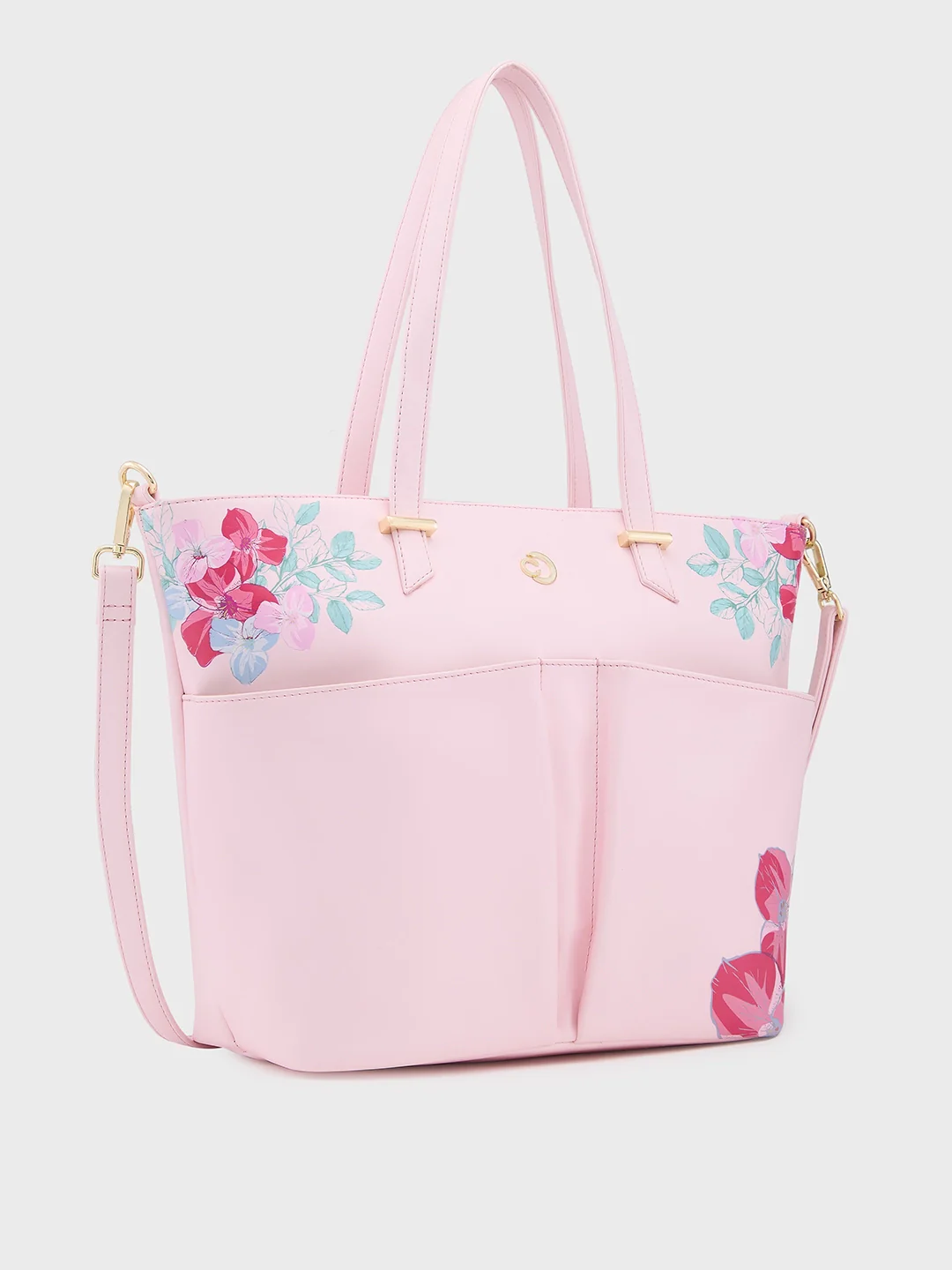 Caprese Shanaya Medium Printed Pink Tote Bag - Image 4